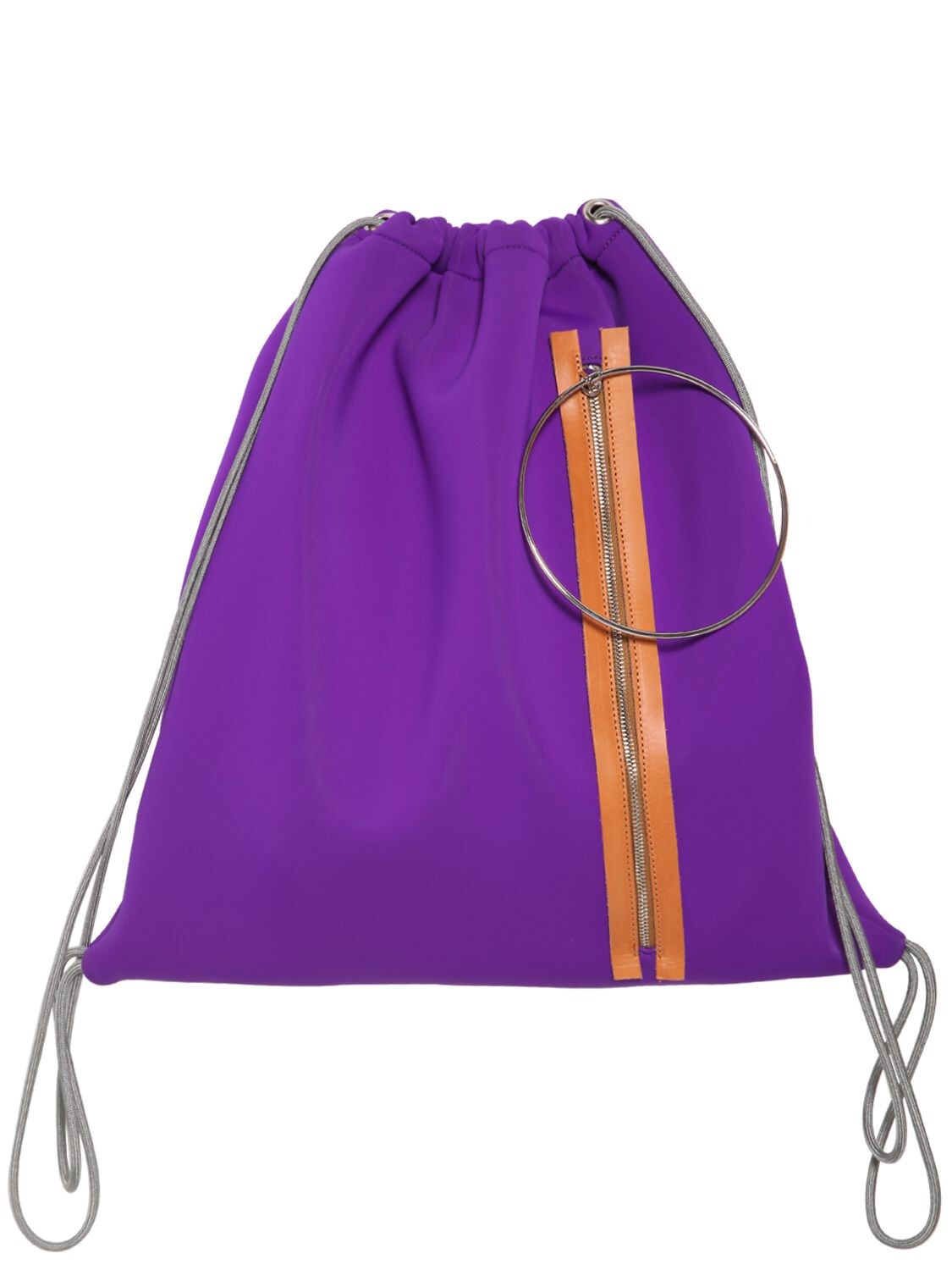 Mm6 Maison Margiela Zip & Hoop Neoprene Drawstring Backpack In Purple