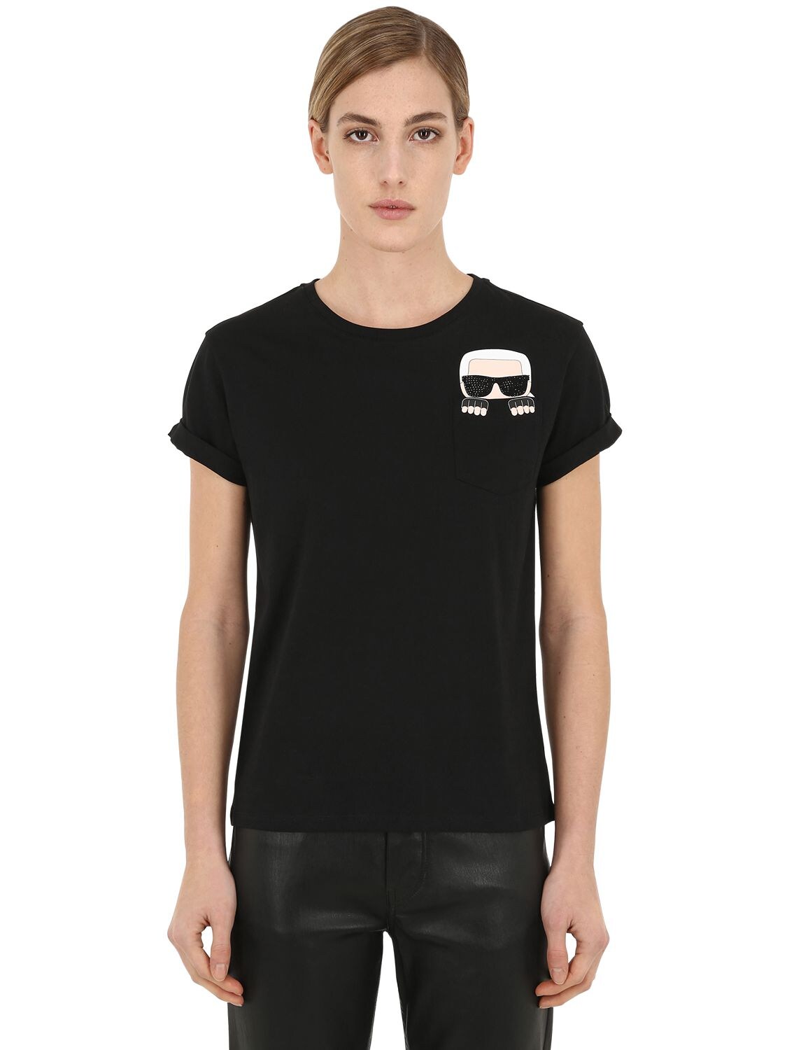 Karl Lagerfeld Ikonik Karl Cotton Jersey T-shirt In Black