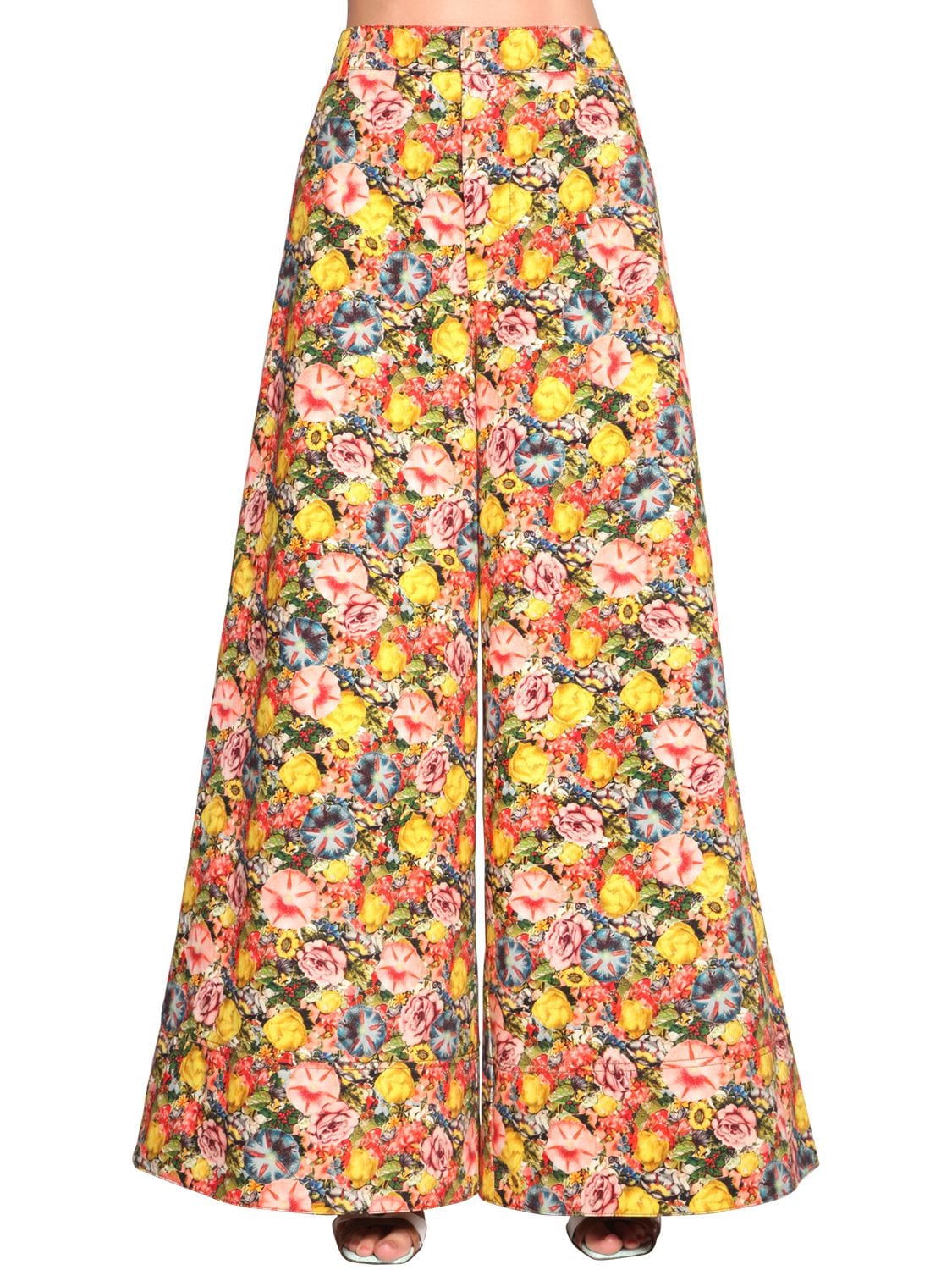 MARNI FLORAL PRINT WIDE LEG COTTON DRILL PANTS,69I512009-RUXZNDG1