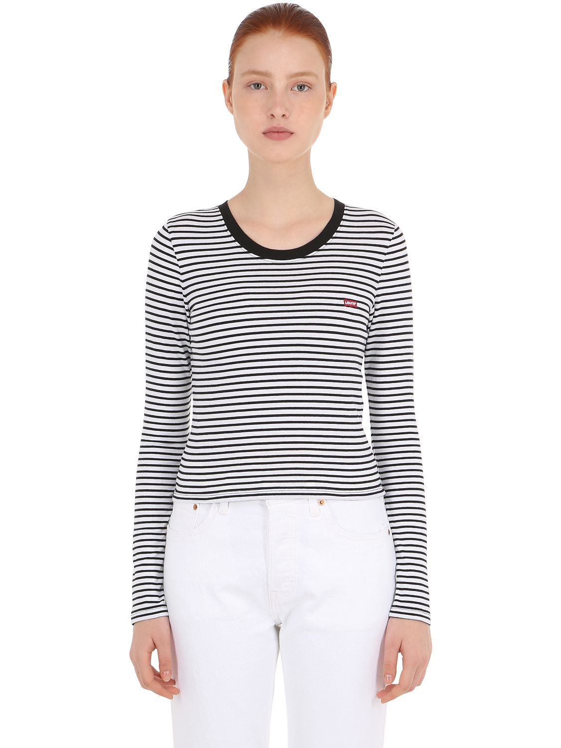 levi's black and white striped t shirt