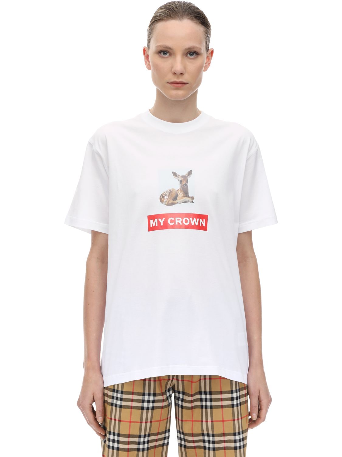 BURBERRY 小鹿斑比印图平纹针织棉T恤,69I5CE062-QTE0NJQ1