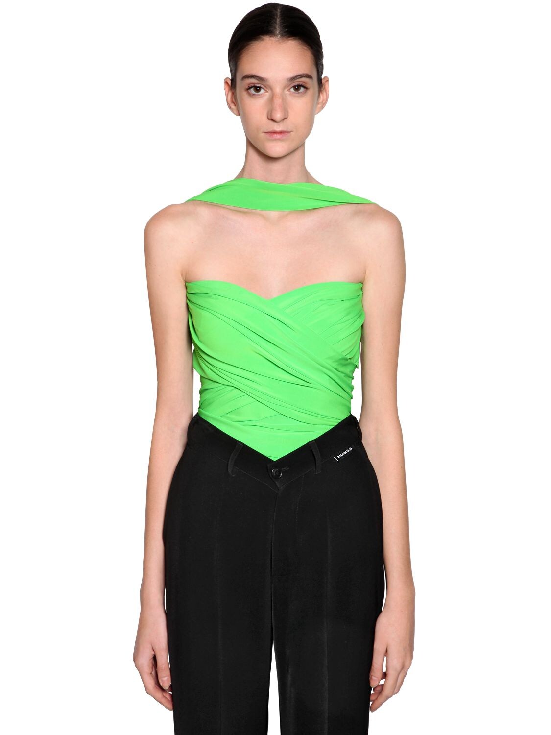 BALENCIAGA DRAPED STRETCH JERSEY TOP,69I5CI004-MZUYMA2