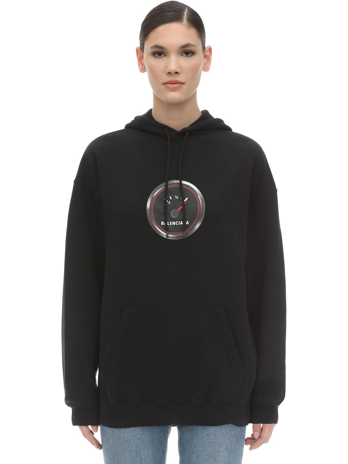 Balenciaga Speed Logo Cotton Sweatshirt Hoodie In Black