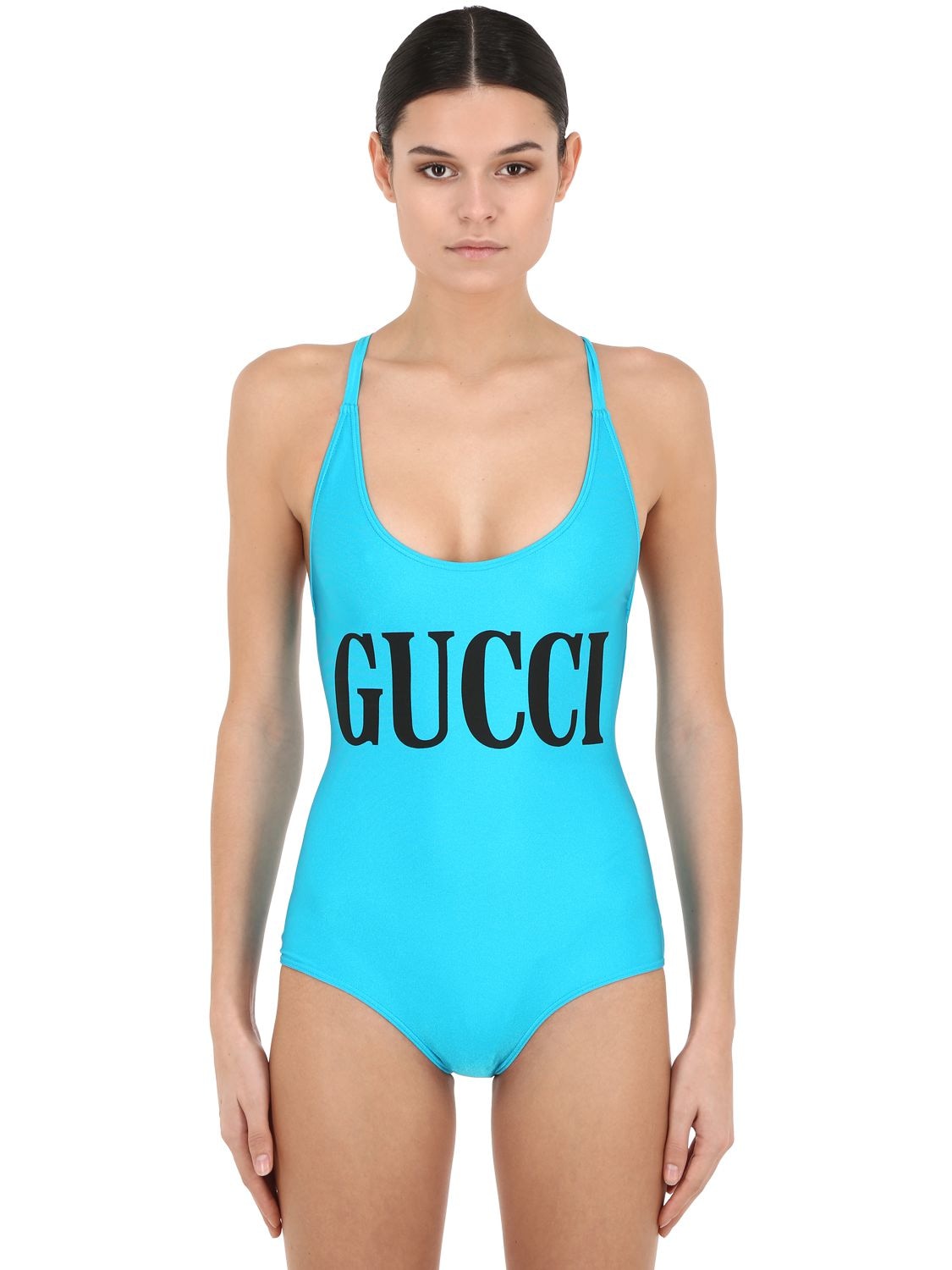 GUCCI LOGO印图莱卡连体泳衣,69I5K1027-NDEZNG2