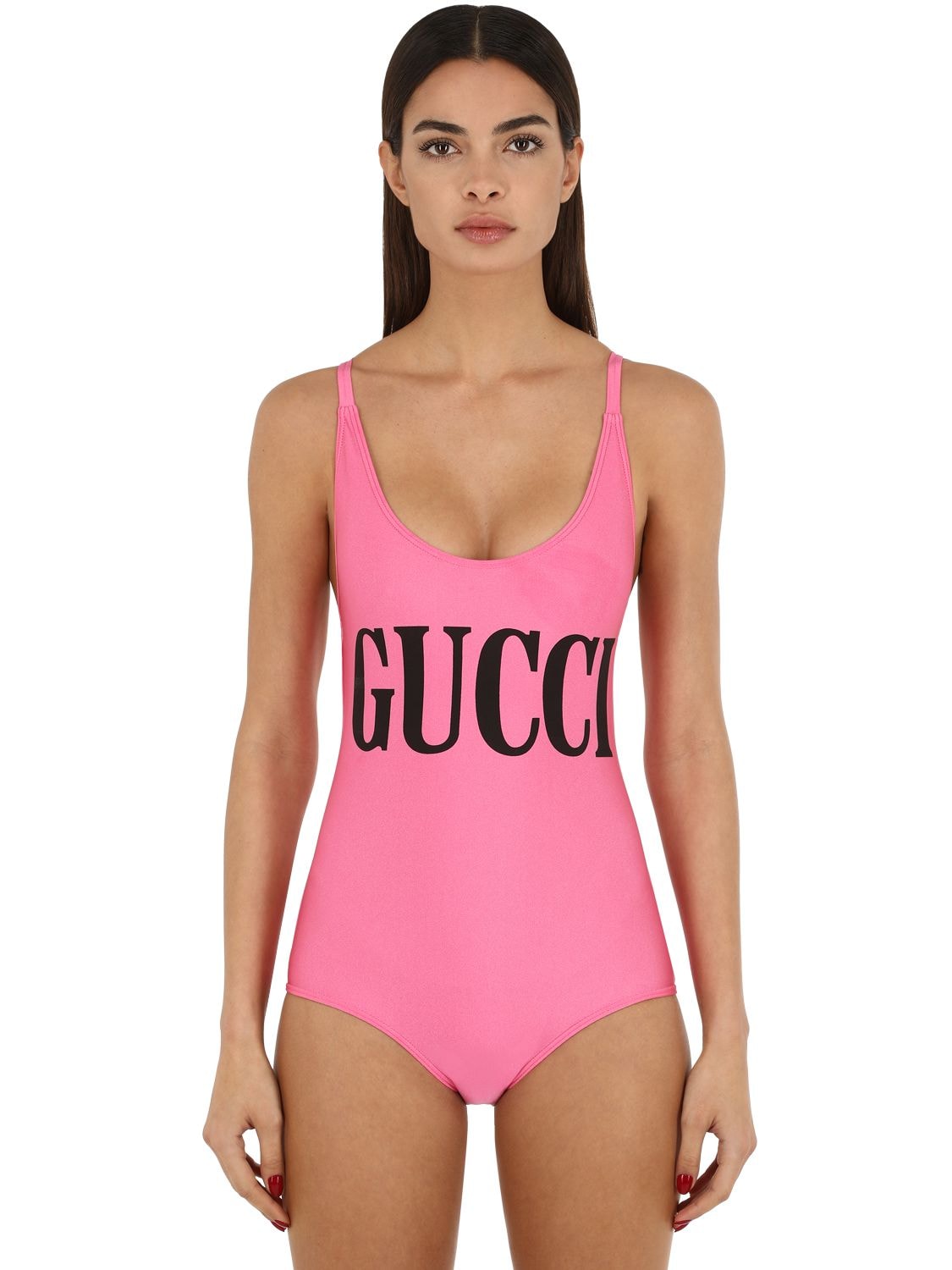 GUCCI LOGO印图莱卡连体泳衣,69I5K1027-NTY2MW2