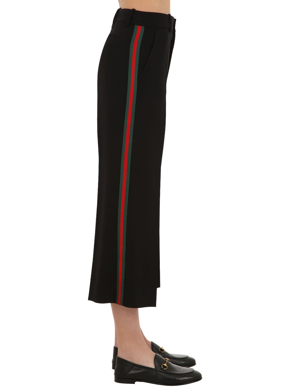Gucci Cropped Wide Leg Stretch Cady Pants In Black