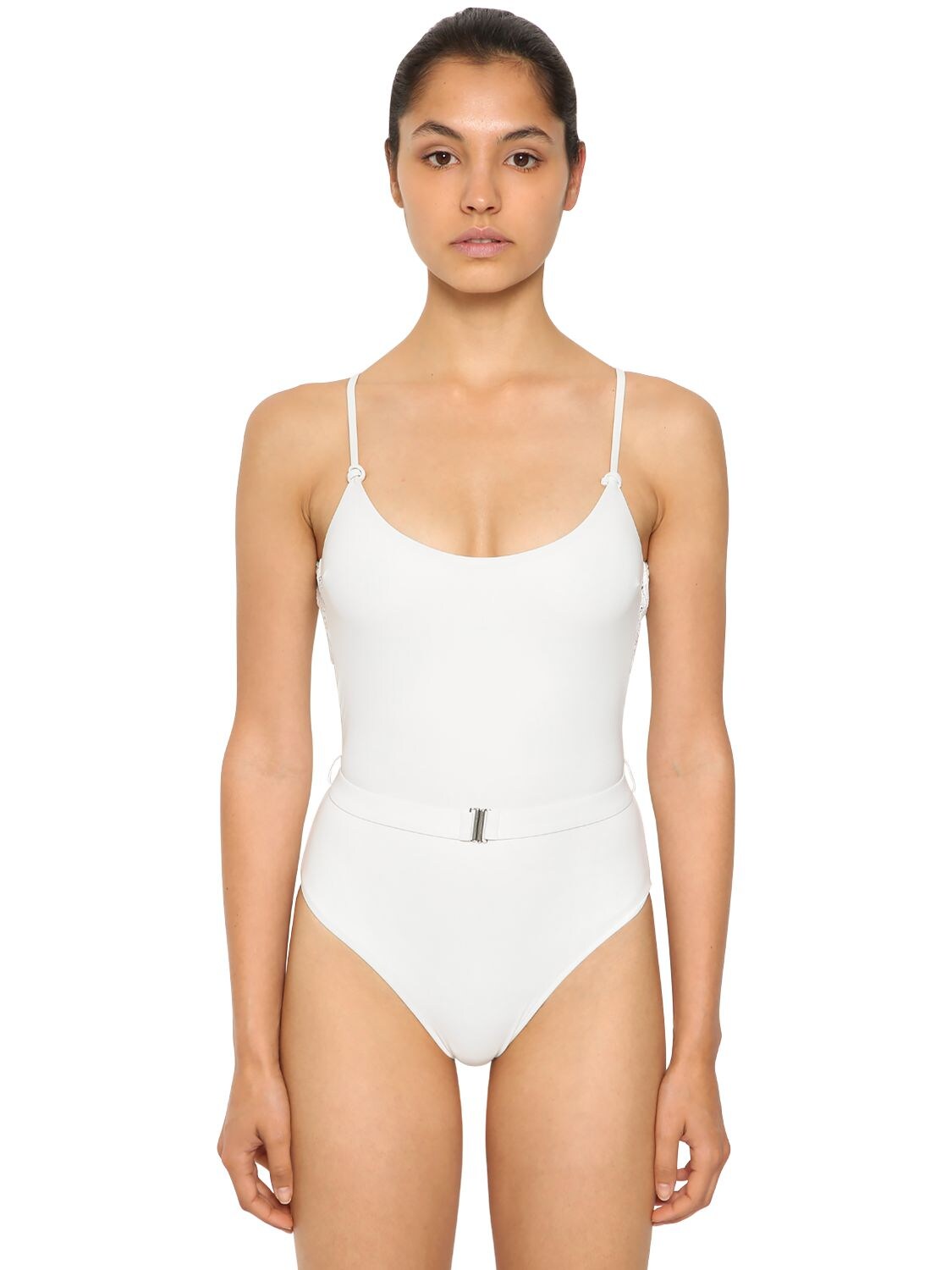 Ermanno Scervino Lycra & Lace One Piece Swimsuit In White