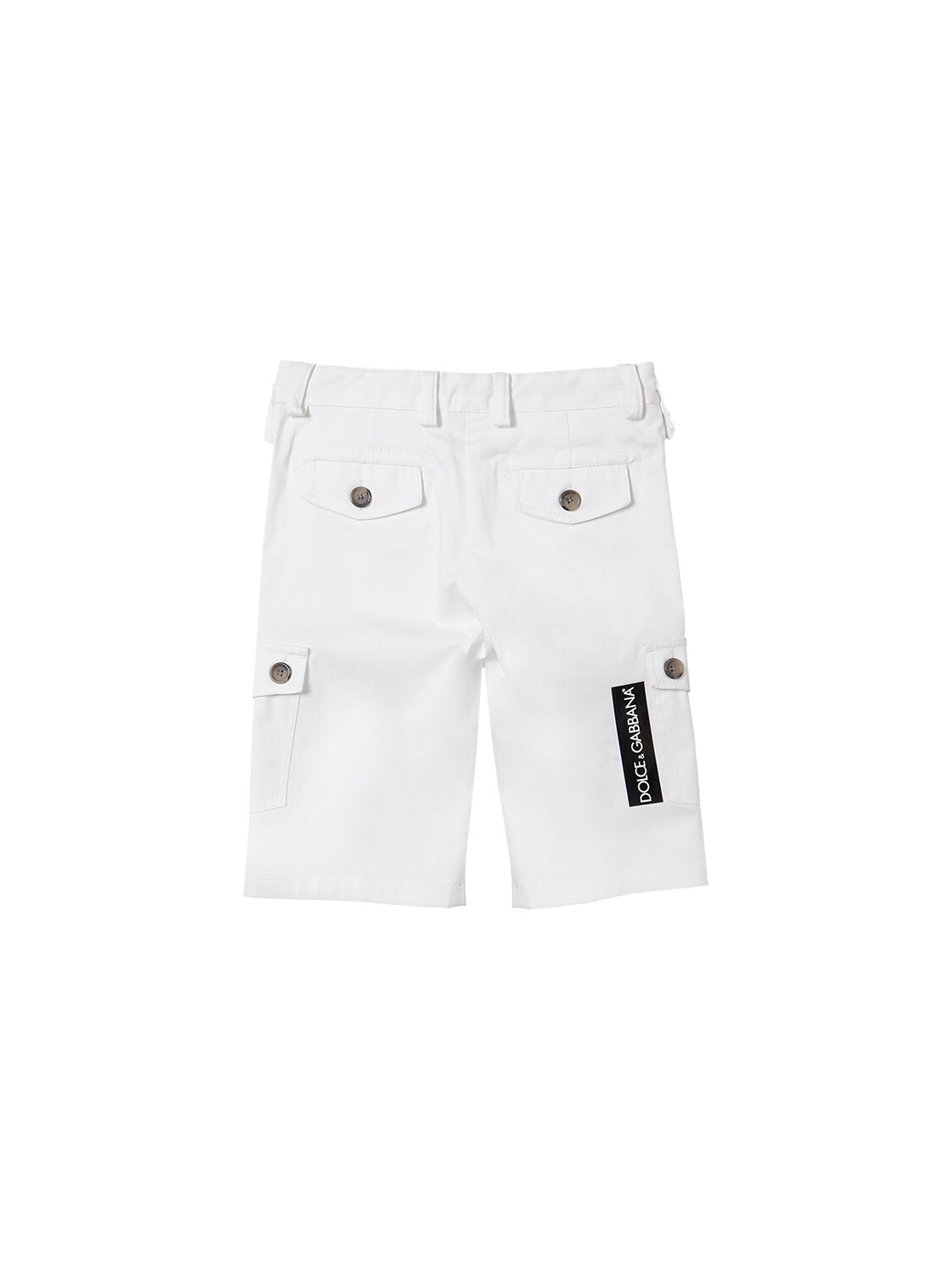 Dolce & Gabbana Kids' Logo Tag Cotton Gabardine Shorts In White