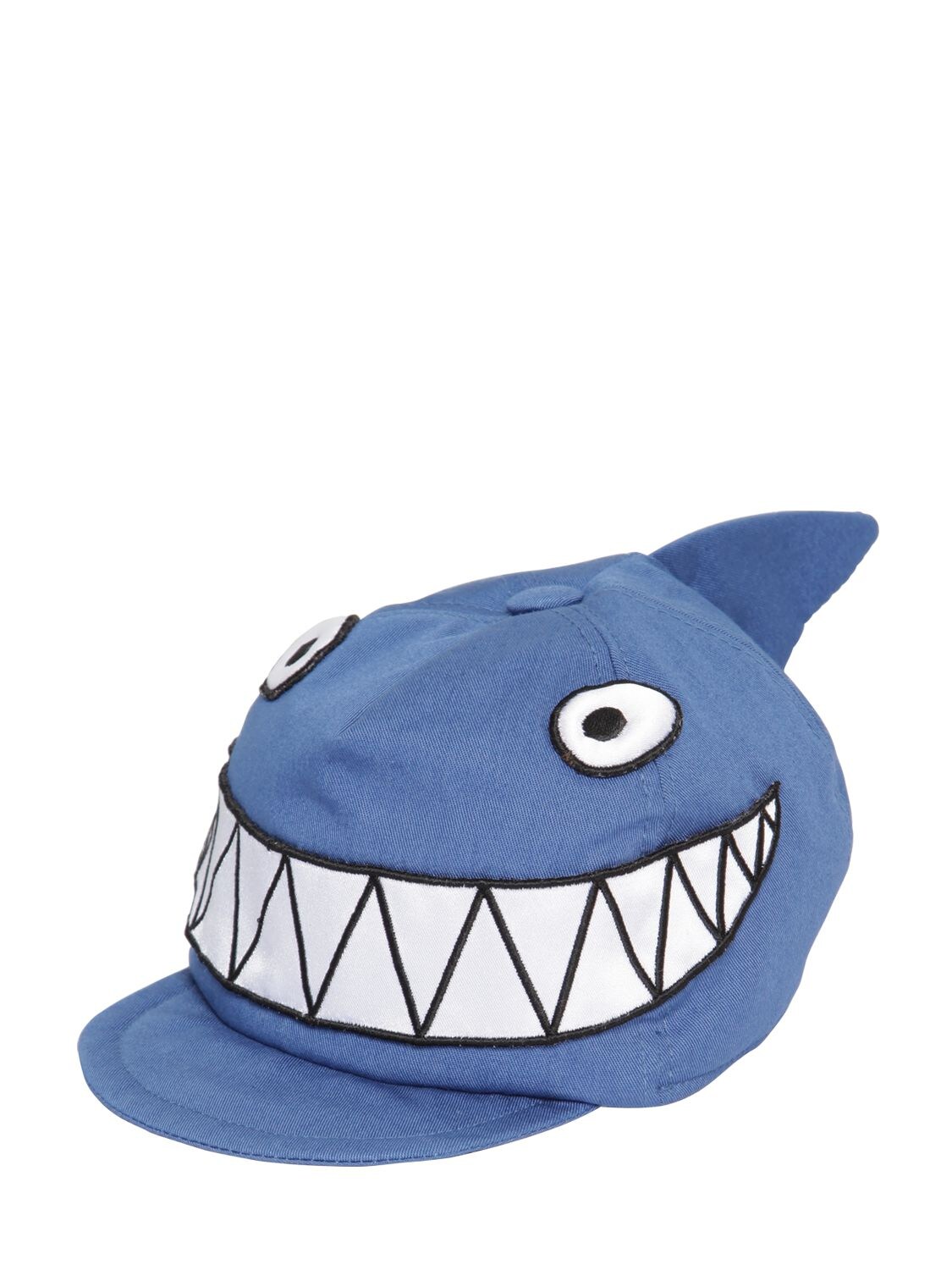 Dolce & Gabbana Kids' Shark Cotton Gabardine Hat In Blue