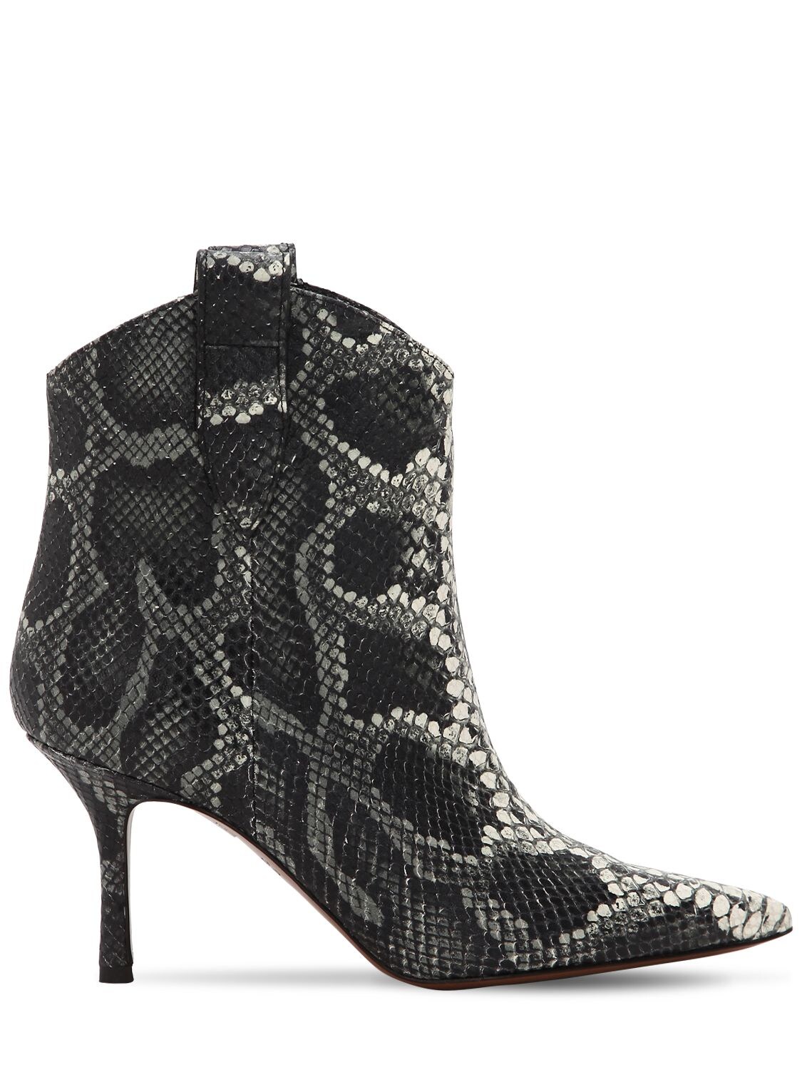 Around The Brand 70mm Python Print Leather Boots In Grey,black