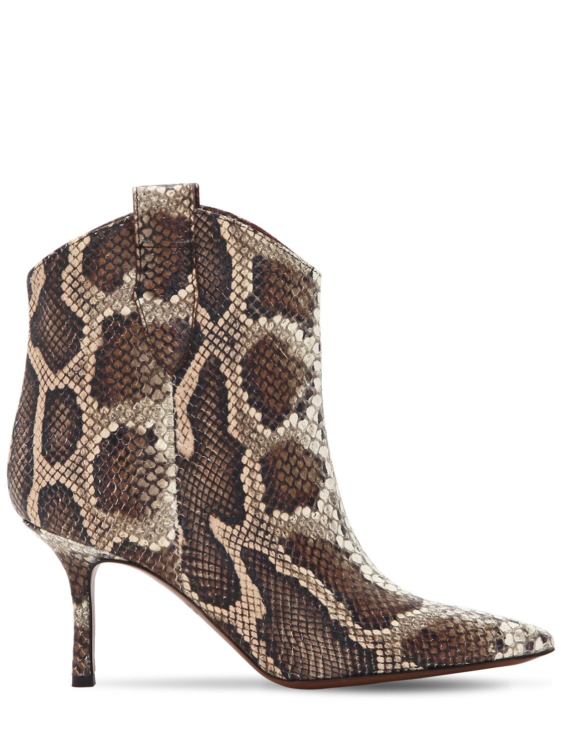 Around The Brand 70mm Python Print Leather Boots In Brown,beige