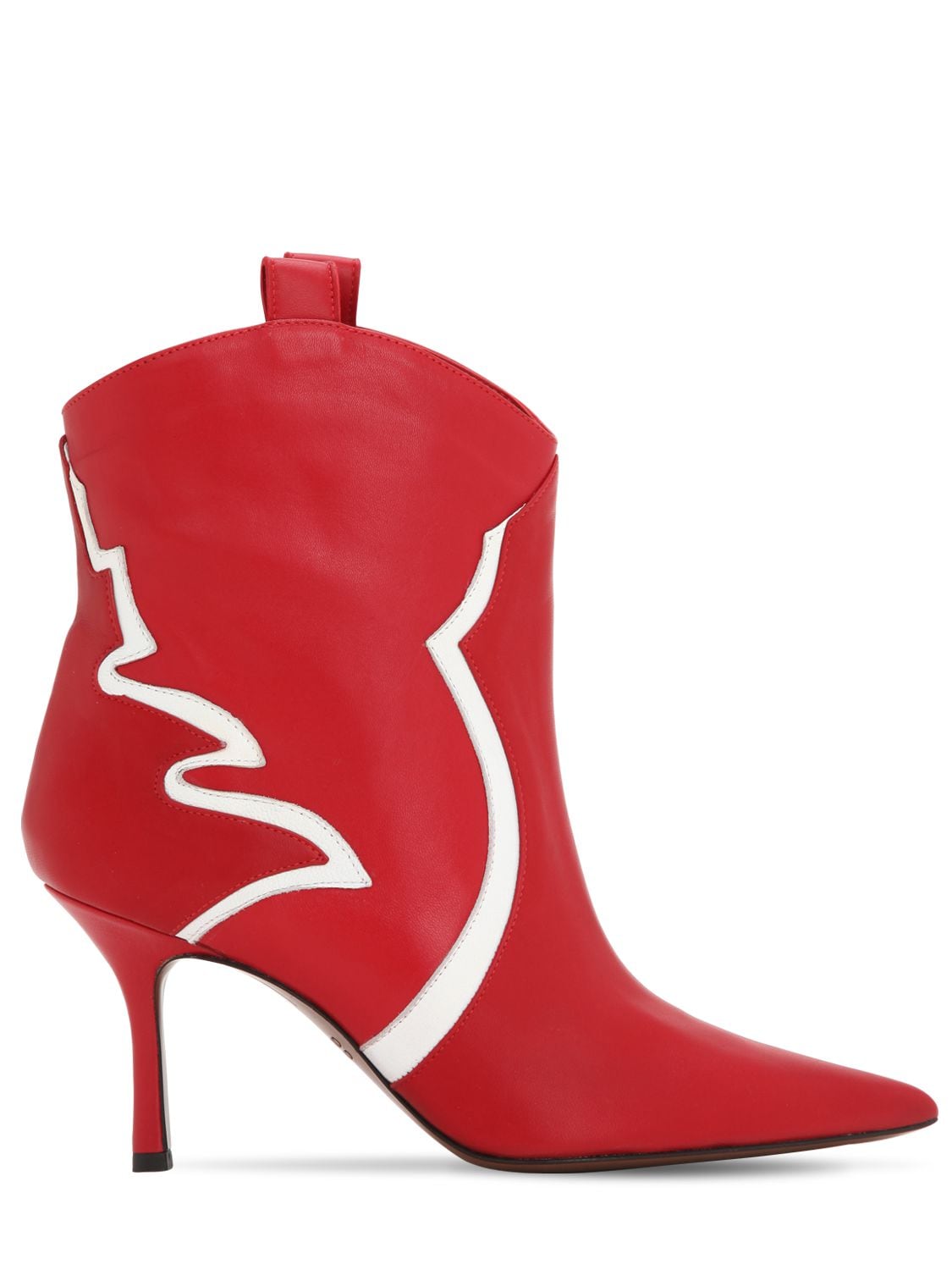 Around The Brand 70mm Leather Ankle Boots In Red,white