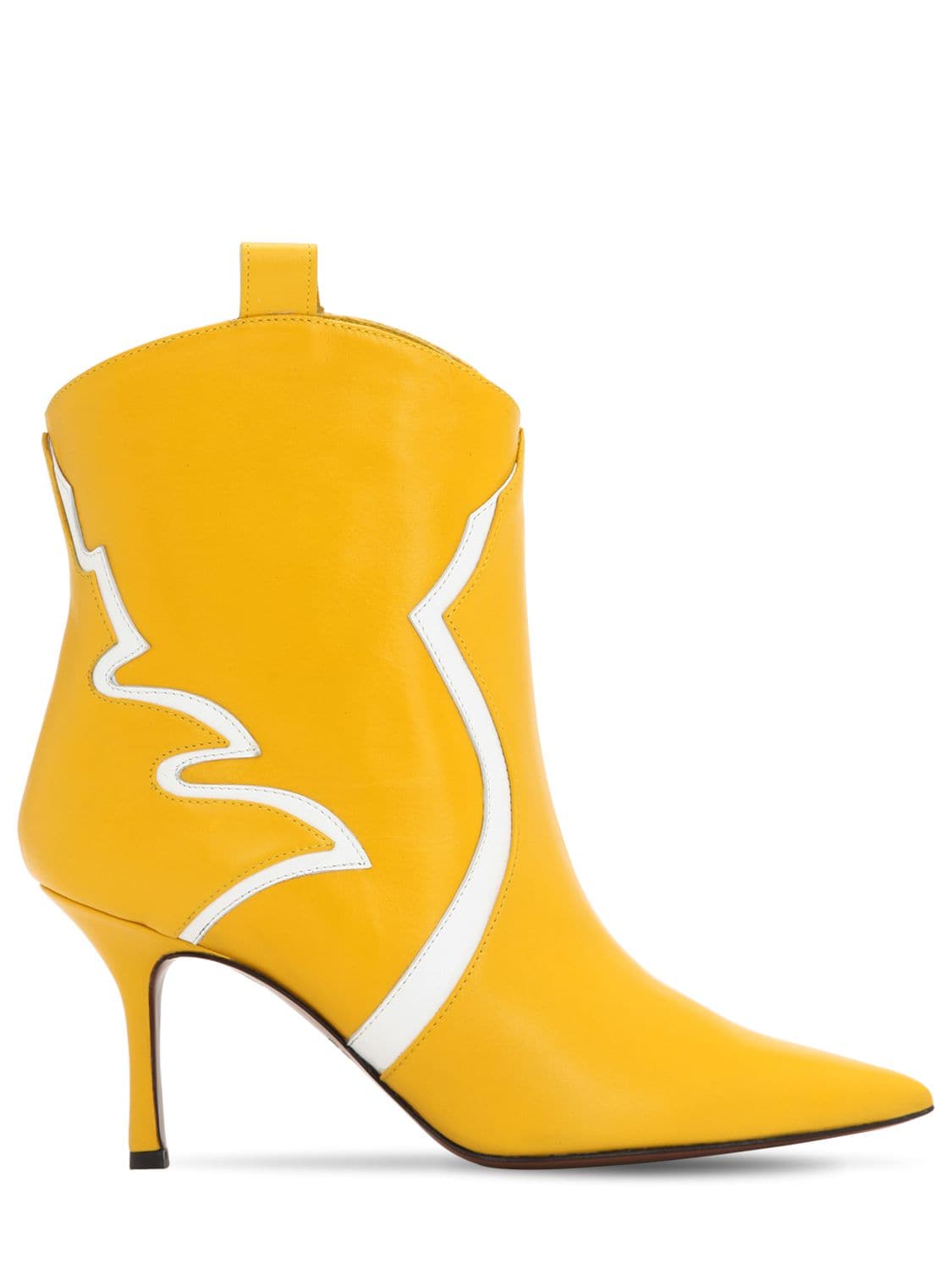 Around The Brand 70mm Leather Ankle Boots In Yellow,white