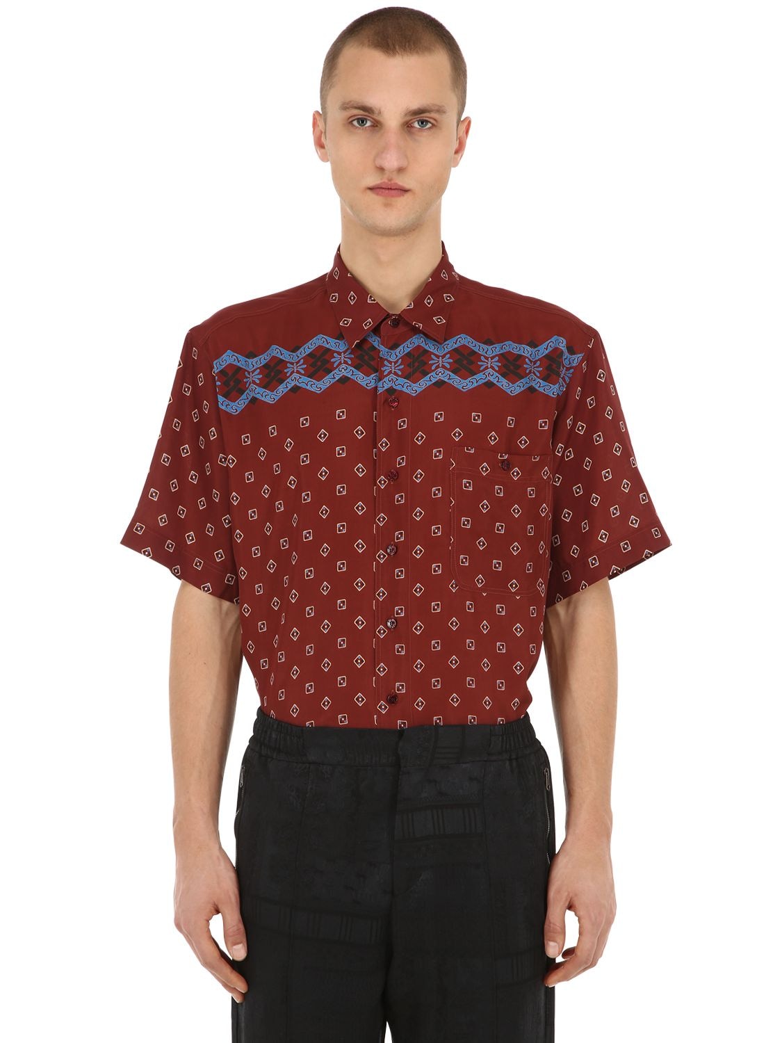 Etro Printed Silk Bowling Shirt In Multicolor