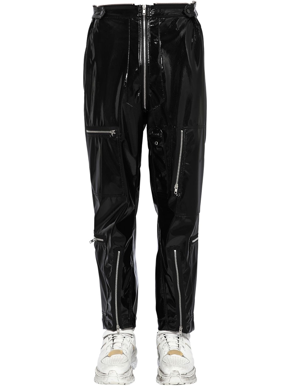Maison Margiela Vinyl Cargo Pants W/ Zips In Black