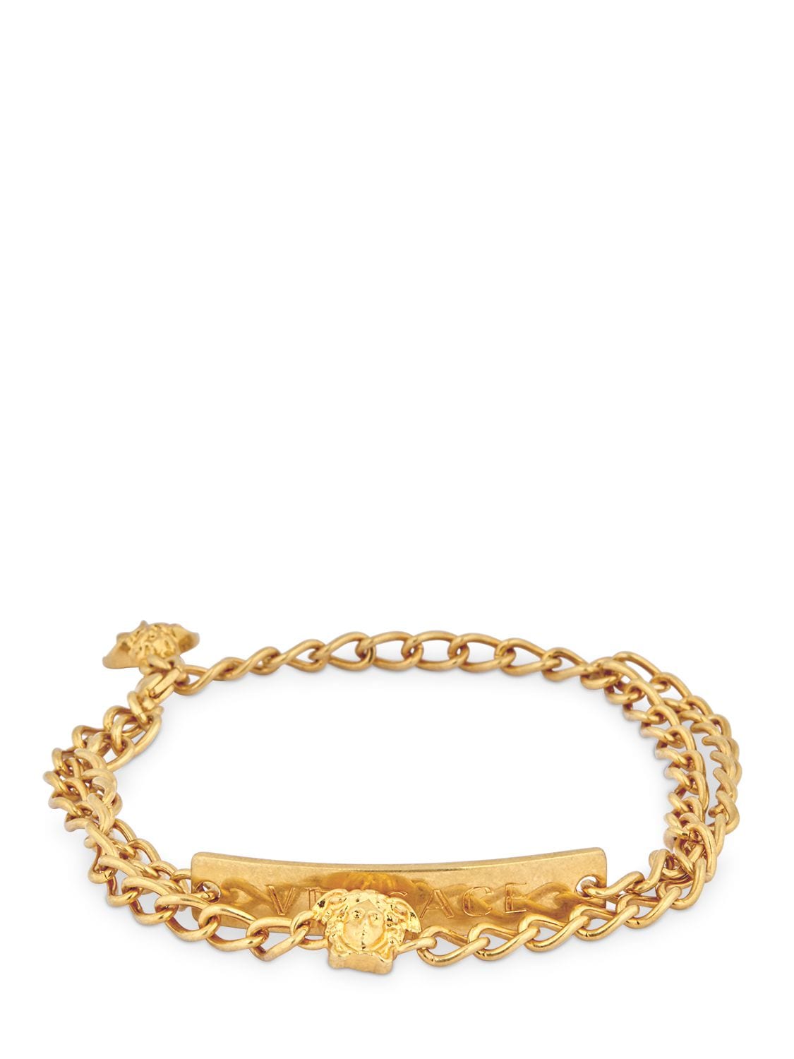 Versace V-insignia Double Anklet In Gold