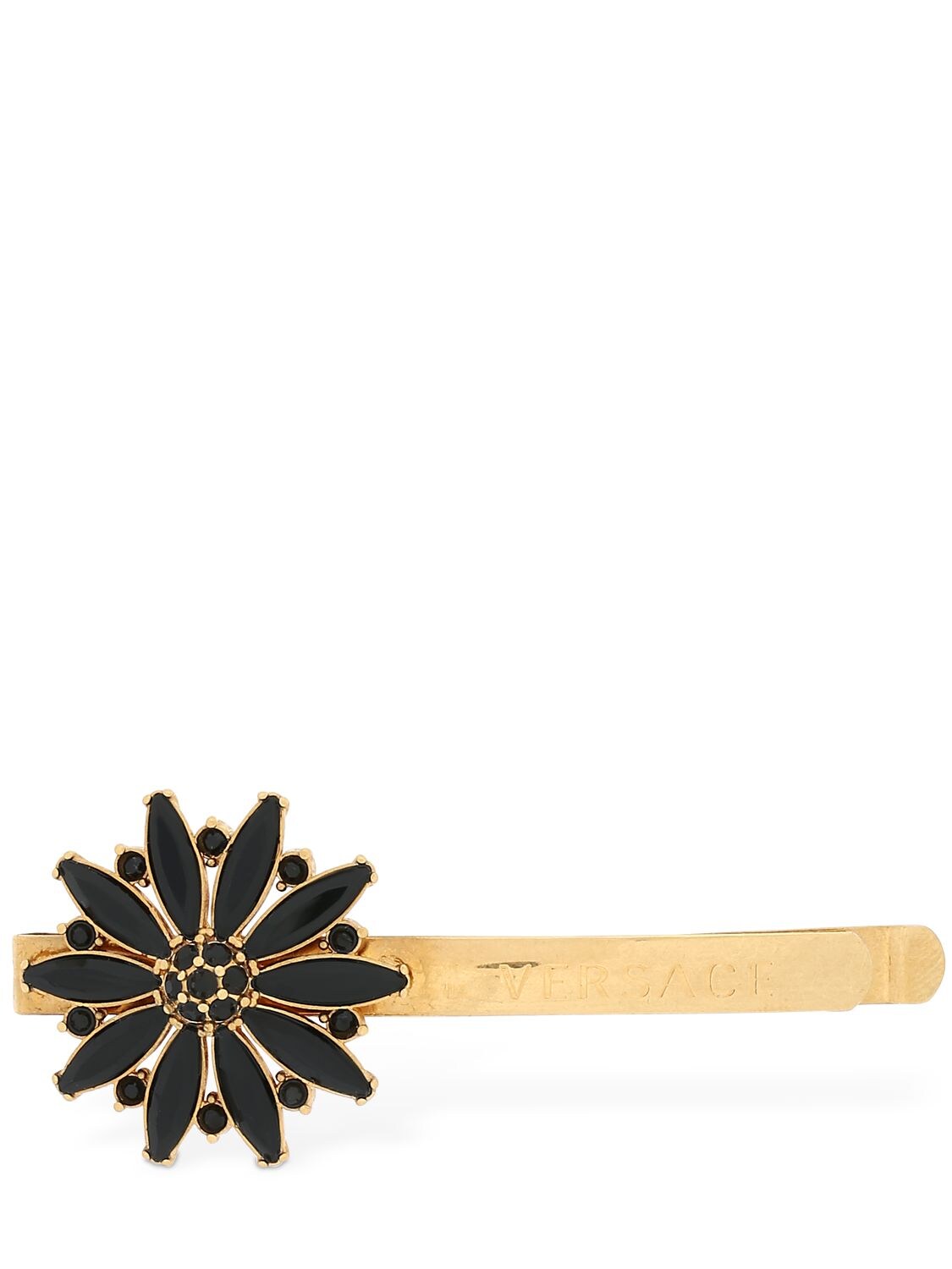 Versace Single Floral Garden Hair Pin In Black