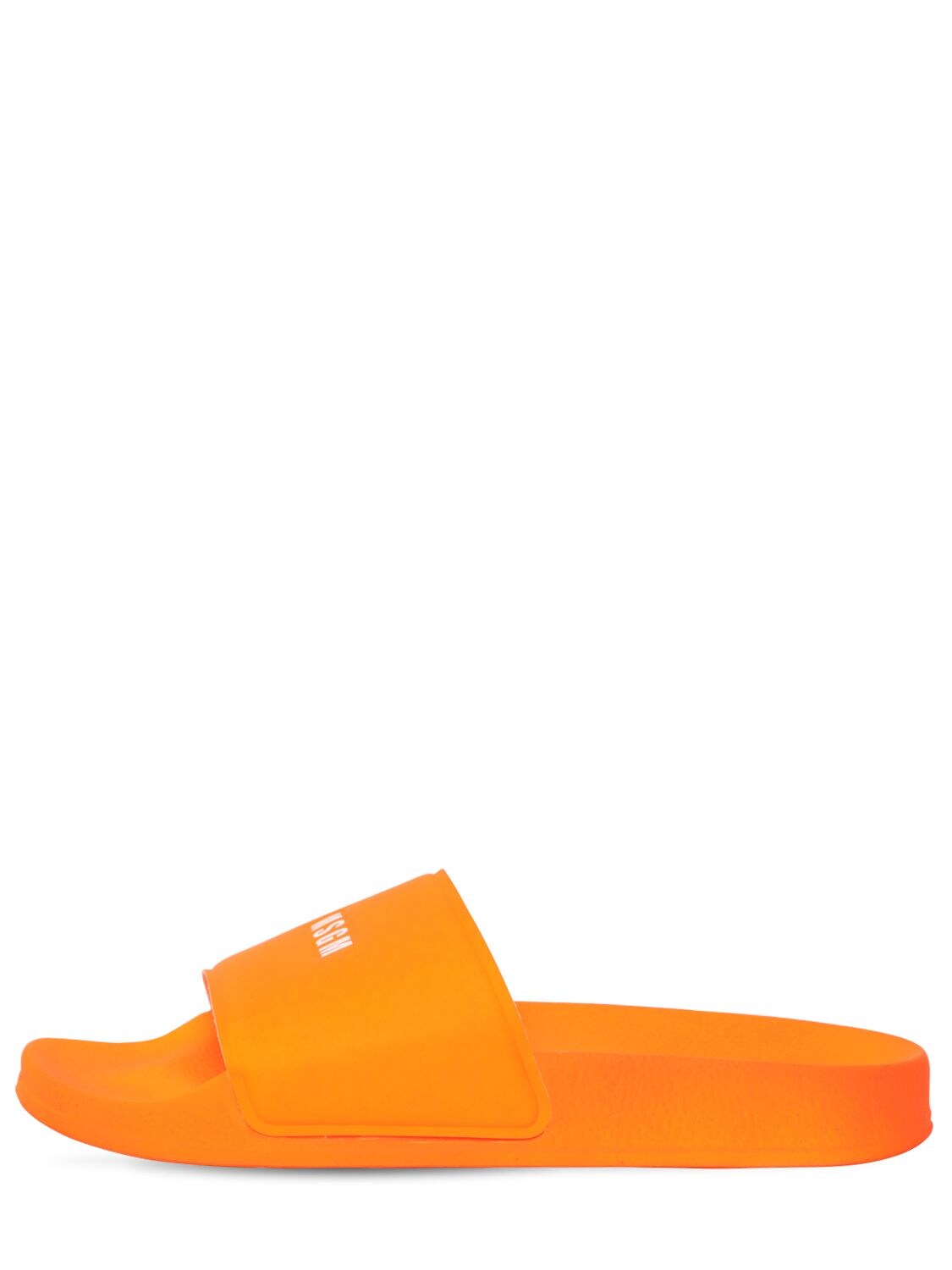 Msgm 10mm Micro Logo Rubber Slide Sandals In Neon Orange