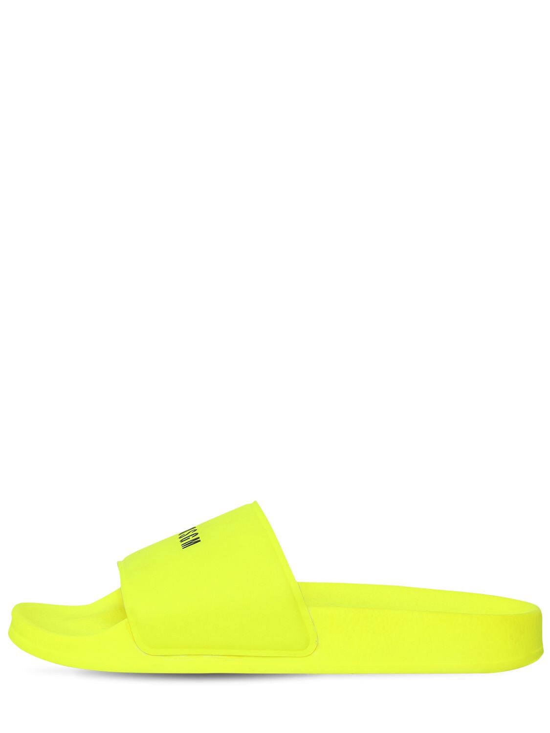 Msgm 10mm Micro Logo Rubber Slide Sandals In Neon Yellow