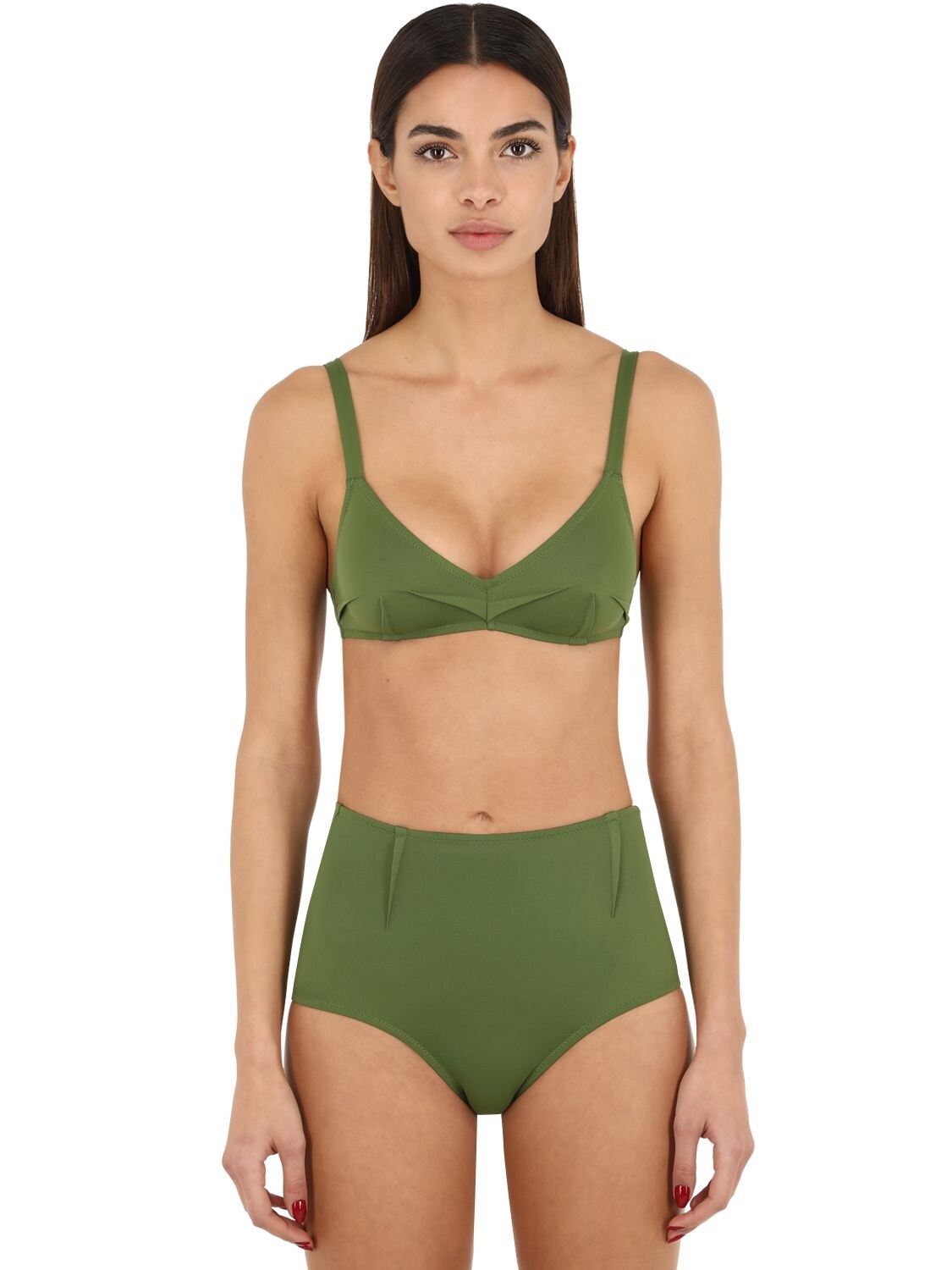 Laura Urbinati High Waist Lycra Bikini In Green