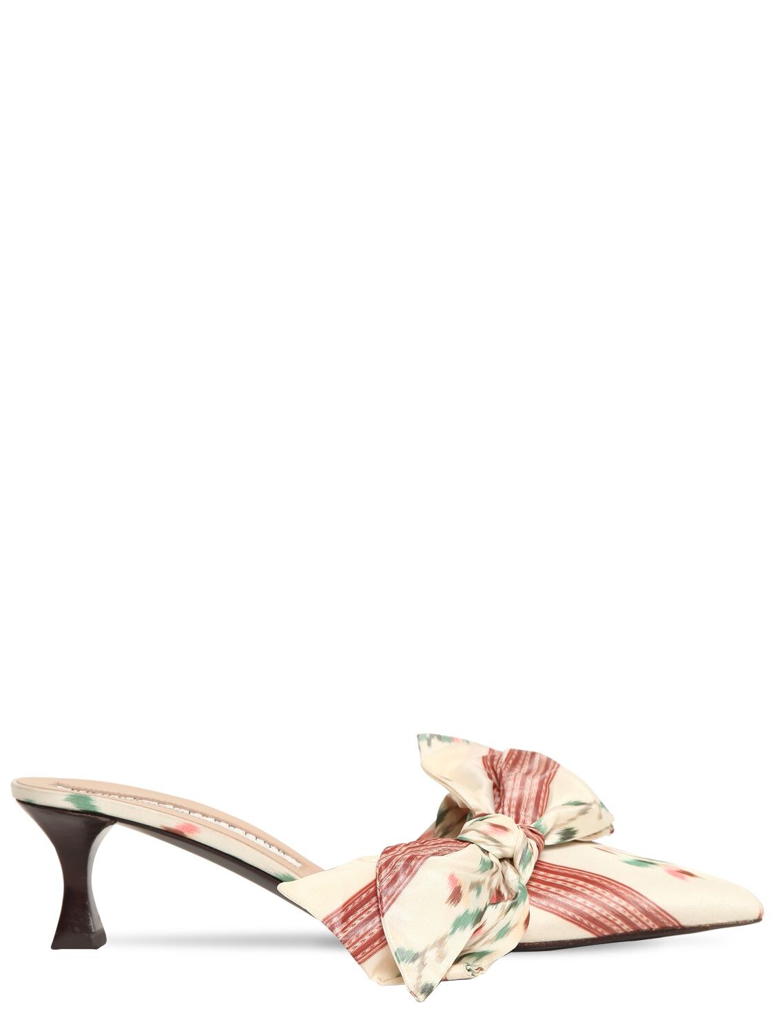 Tabitha Simmons For Brock Collection 50mm Satin Mules W/ Bow In Multi,ivory
