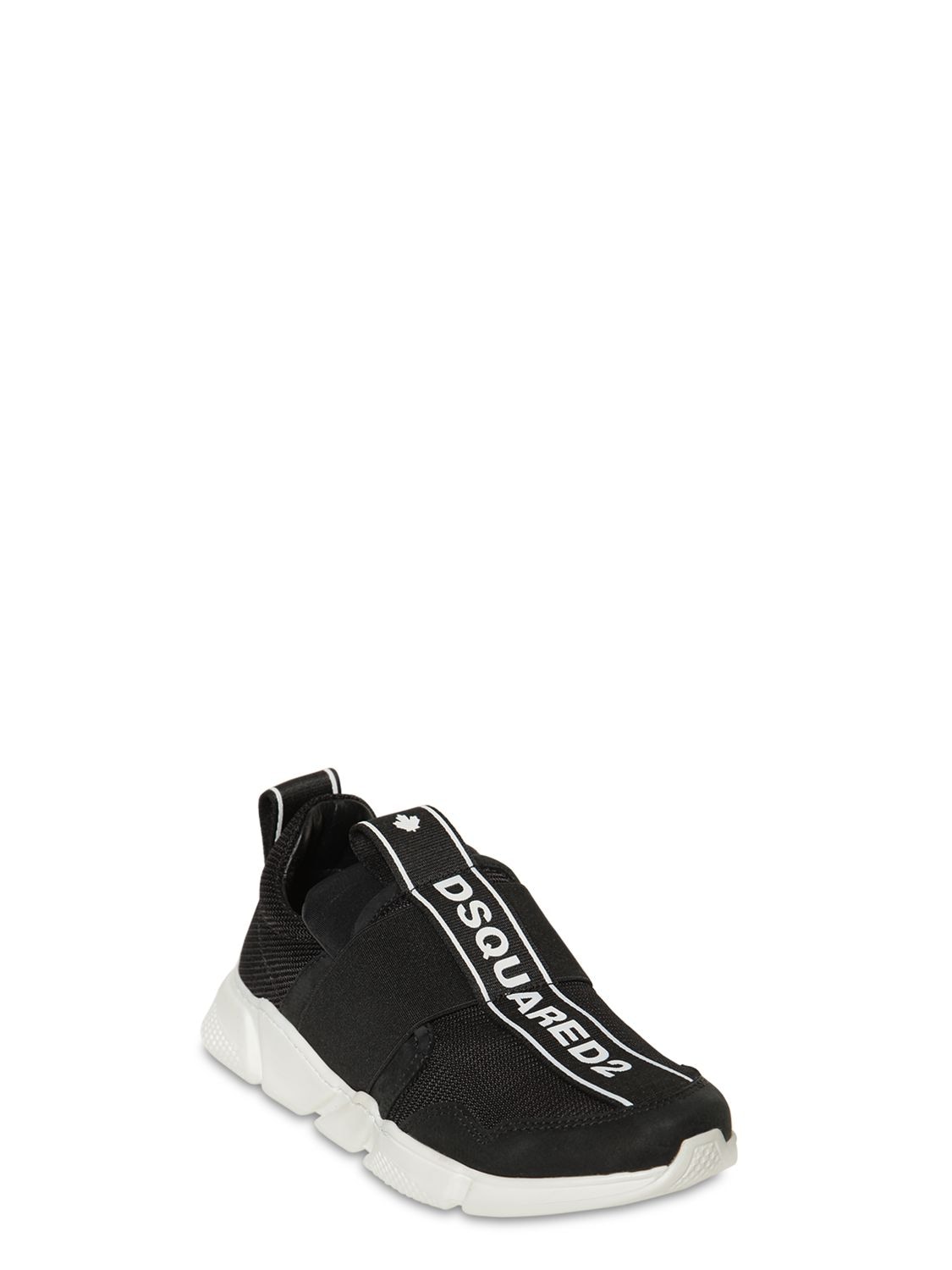 Dsquared2 Kids' Slip-on Sneakers W/ Elastic Bands In Black