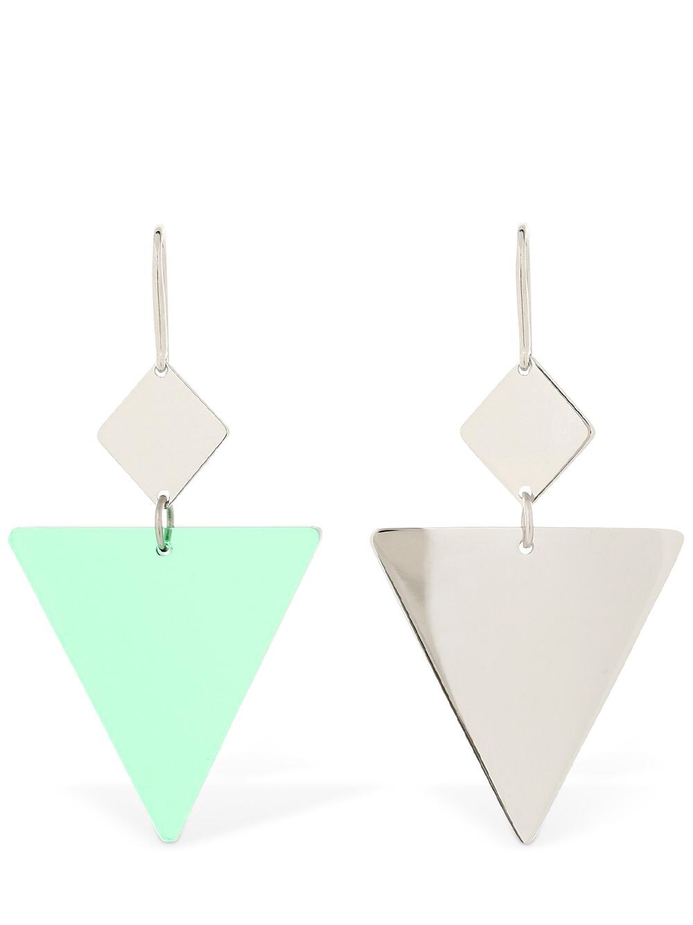 Isabel Marant Triangle Drop Earrings In Green,silver