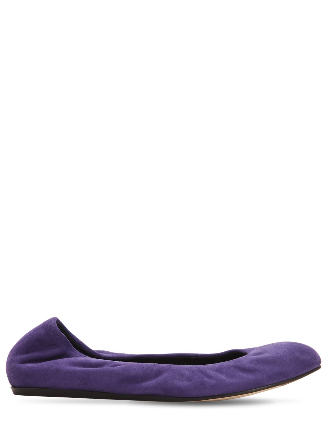 Lanvin 10mm Suede Ballerina Flats In Purple