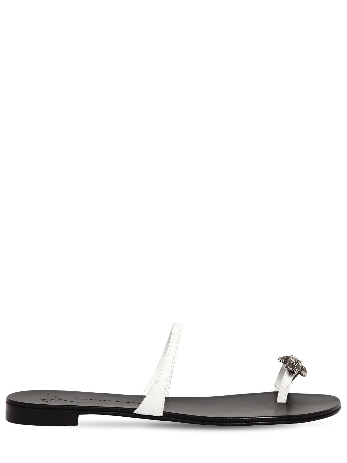 GIUSEPPE ZANOTTI 10MM CROCODILE TOE RING LEATHER SANDALS,69IA5O007-ODA3ODQZ0