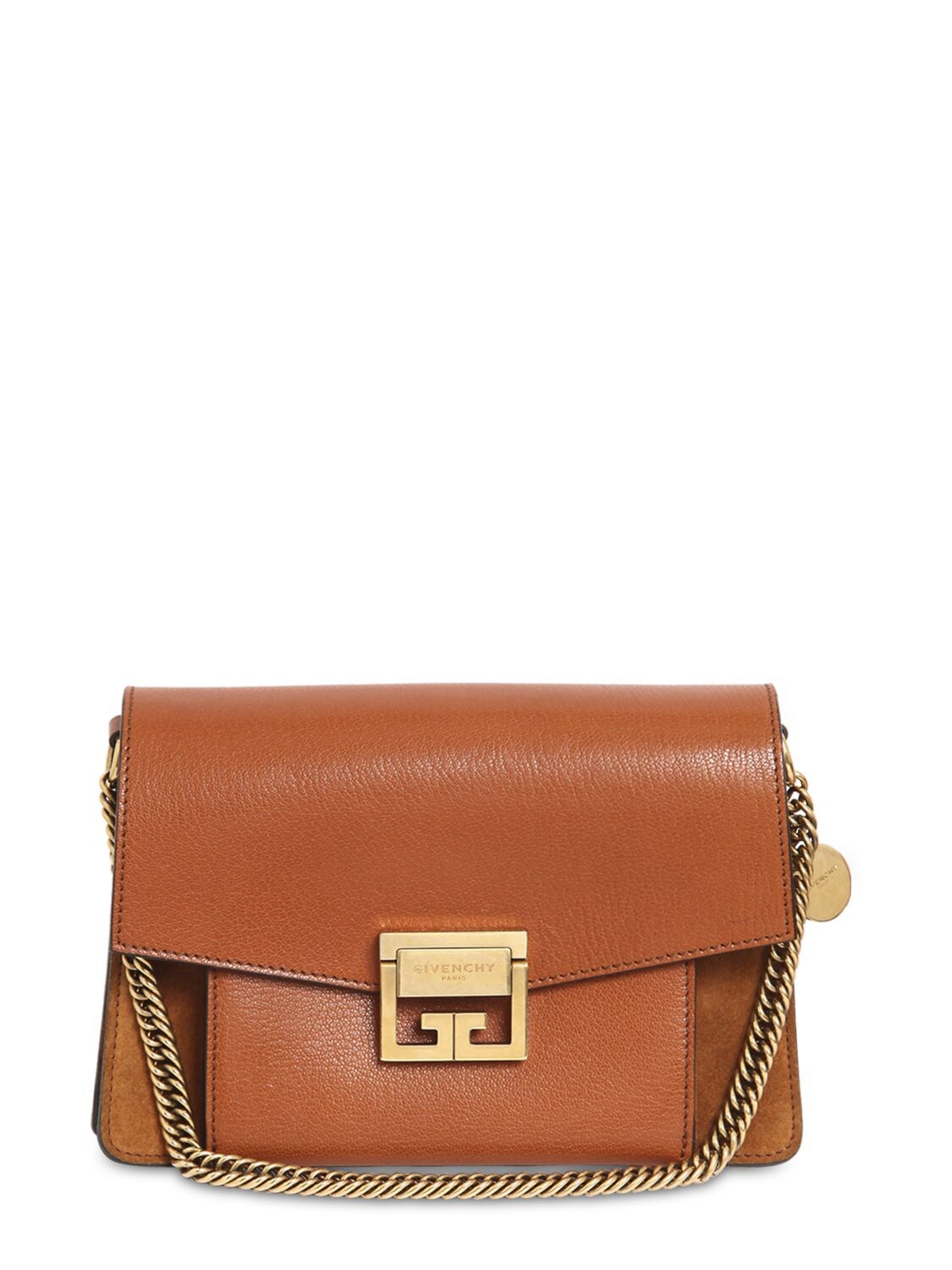 Givenchy Small Gv3 Leather & Suede Shoulder Bag In Tan