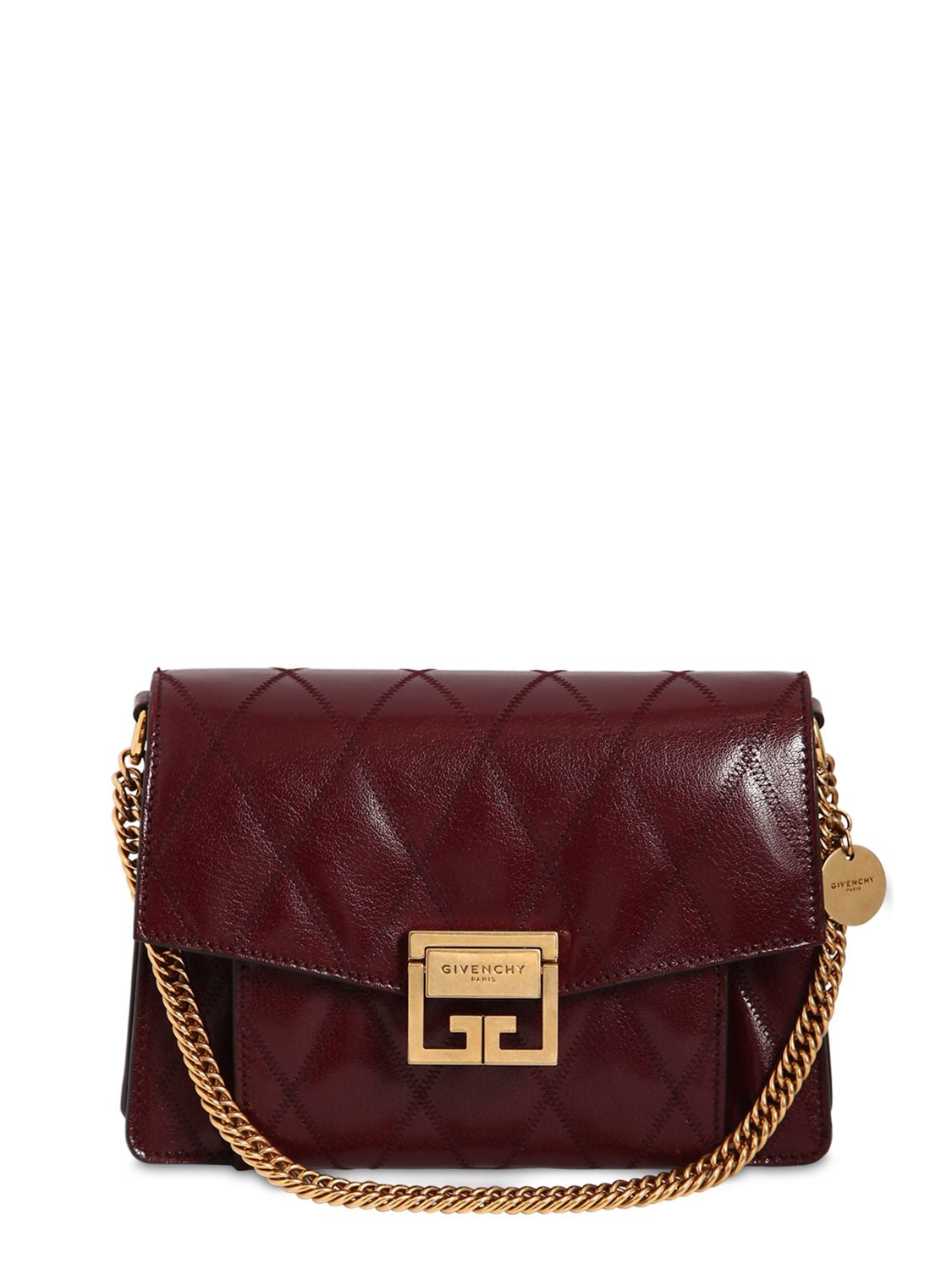 Givenchy Small Gv3 Leather Matelassè Shoulder Bag In Aubergine
