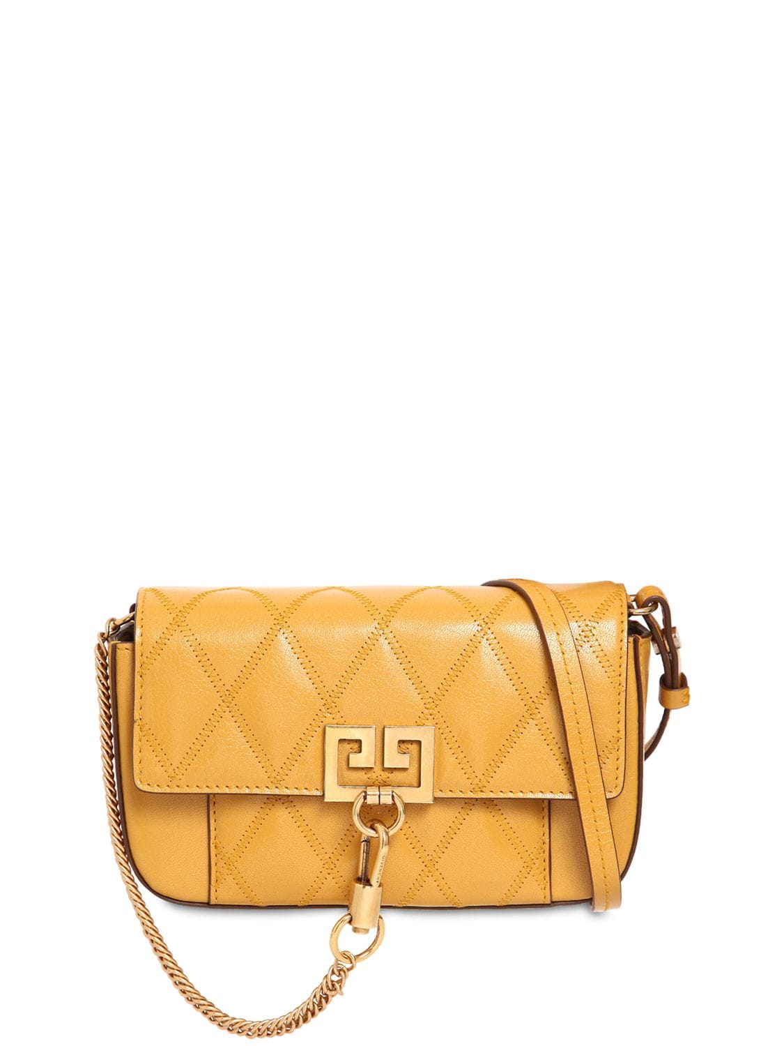Givenchy Mini Pocket Quilted Leather Shoulder Bag In Mustard