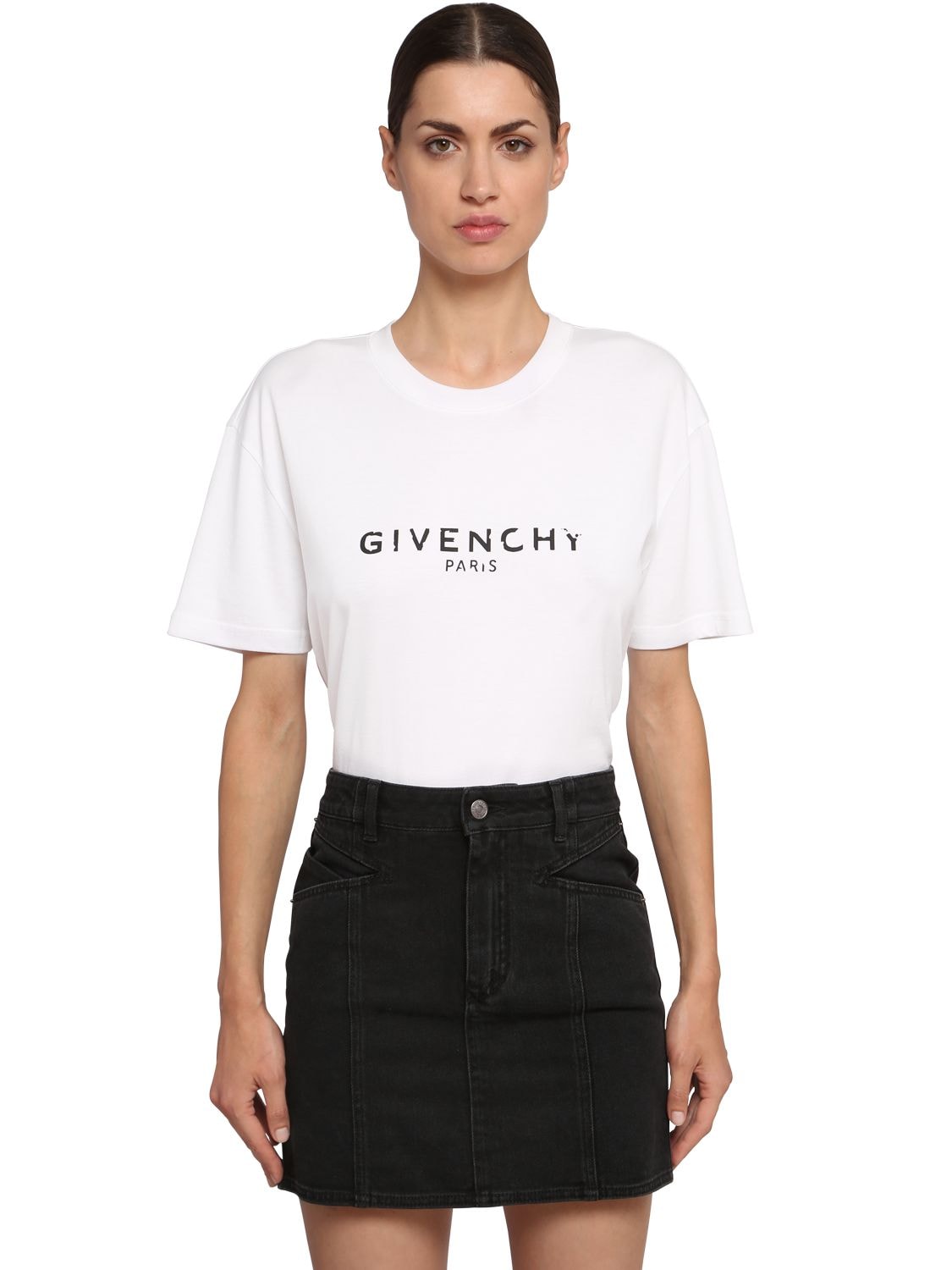 Givenchy Logo Print Cotton Jersey T-shirt In White | ModeSens