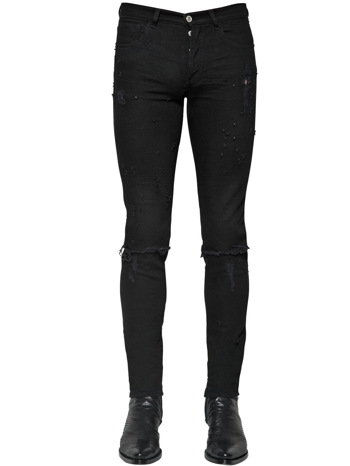 Givenchy Destroyed Slim Fit Cotton Denim Jeans In Black