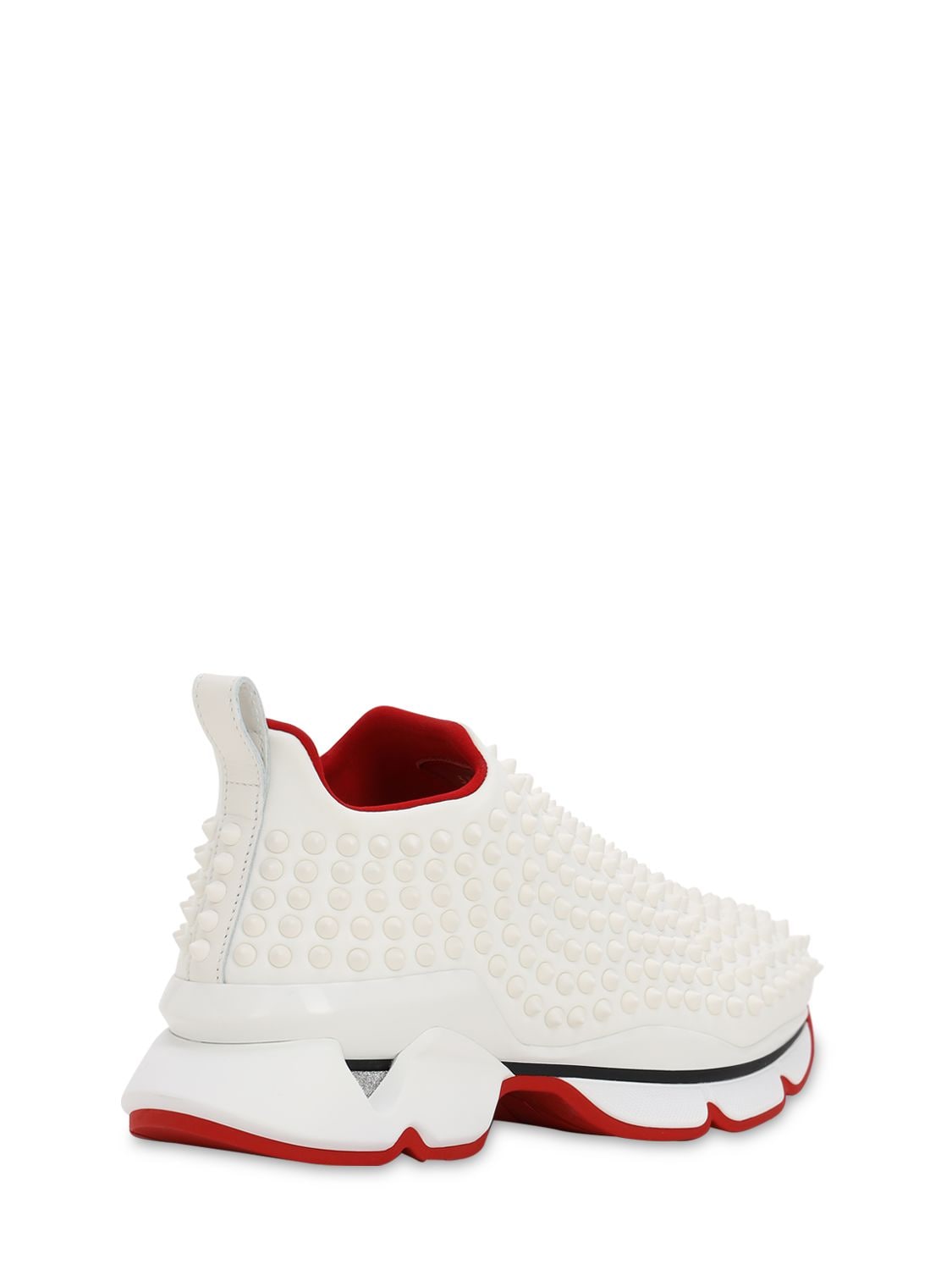 Christian Louboutin Spike Sock Donna Red Sole Trainers In White