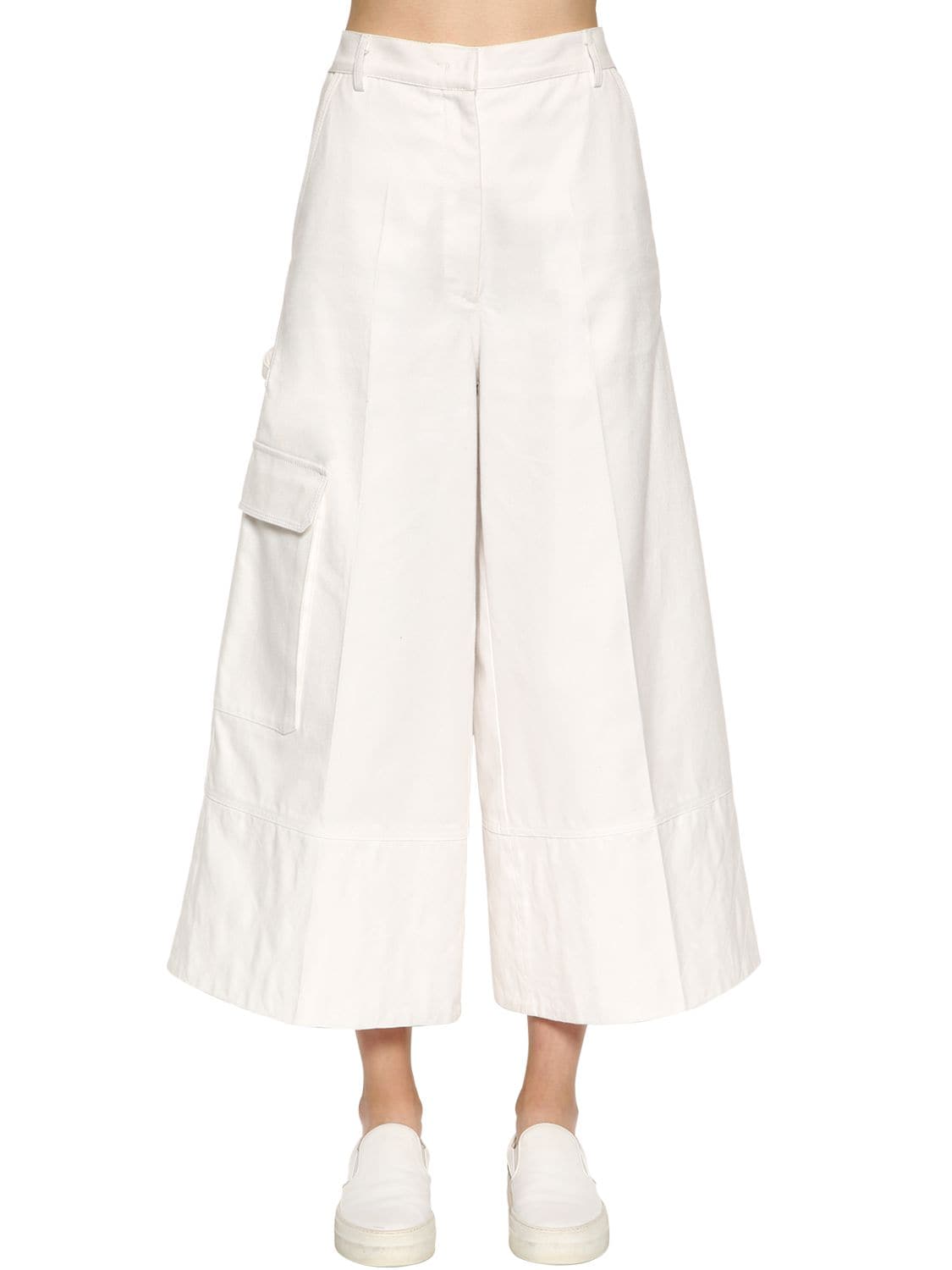 Moncler Genius Bull Cropped Wide Leg Techno Pants In White