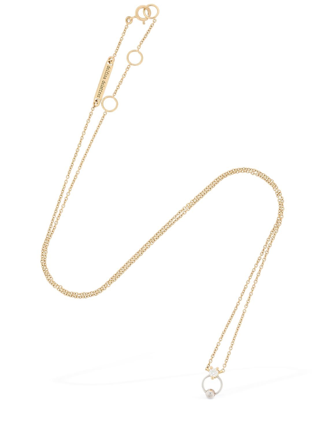 Shop Delfina Delettrez Two-in-one Small Diamond Necklace In Gold,pearl