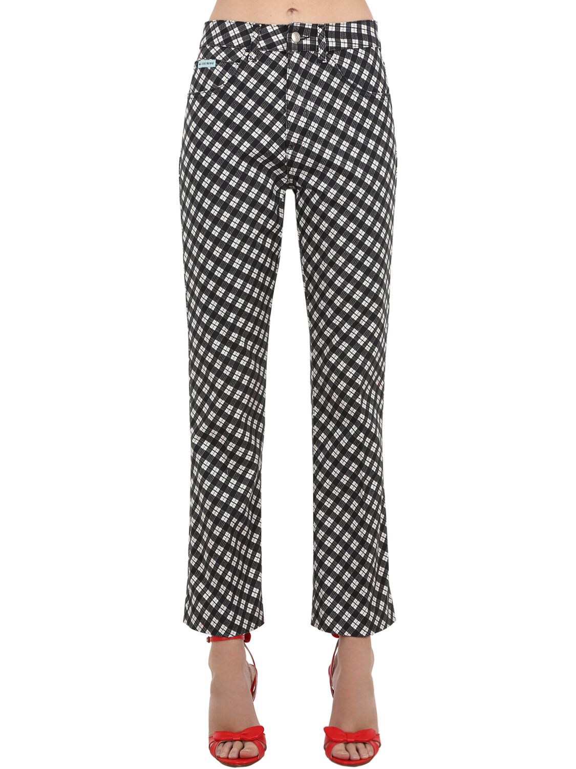 ALEXA CHUNG CHECK PRINTED COTTON DENIM JEANS 69IAHS002-Q0HFQ0SGUFJJTLQ1