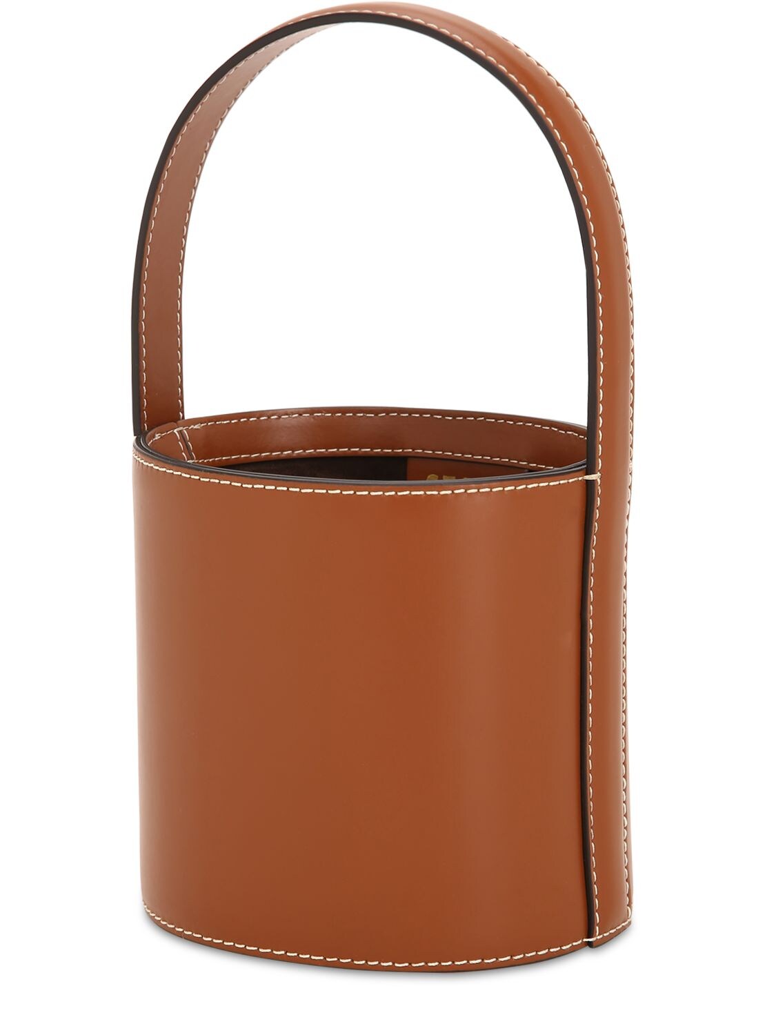 Staud Mini Bissett Leather Bucket Bag In Tan