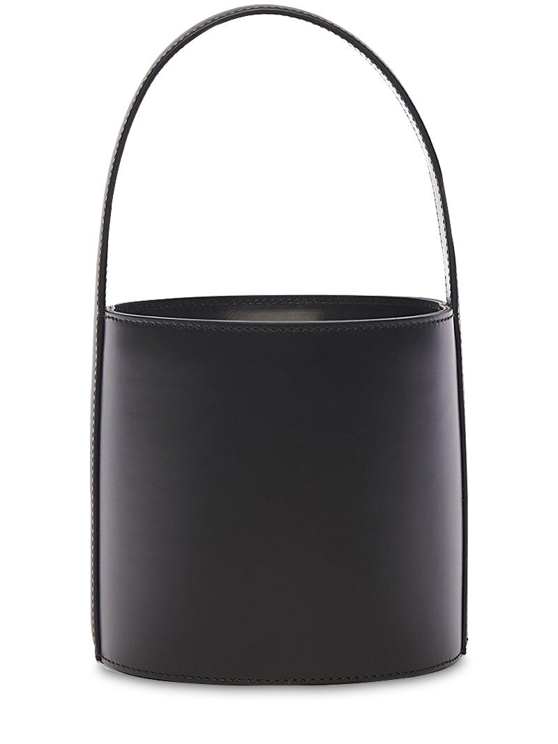 Staud Mini Bissett Leather Bucket Bag In Black