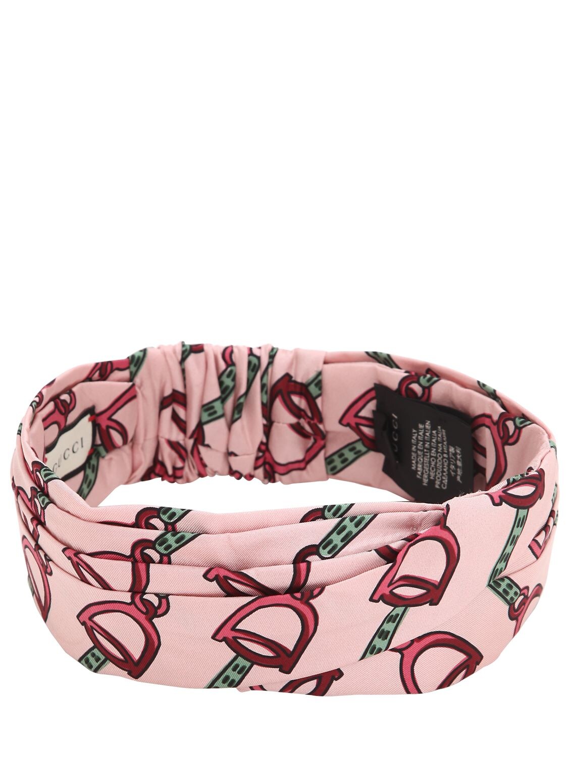 Gucci Rain Steer Print Silk Headband In Pink