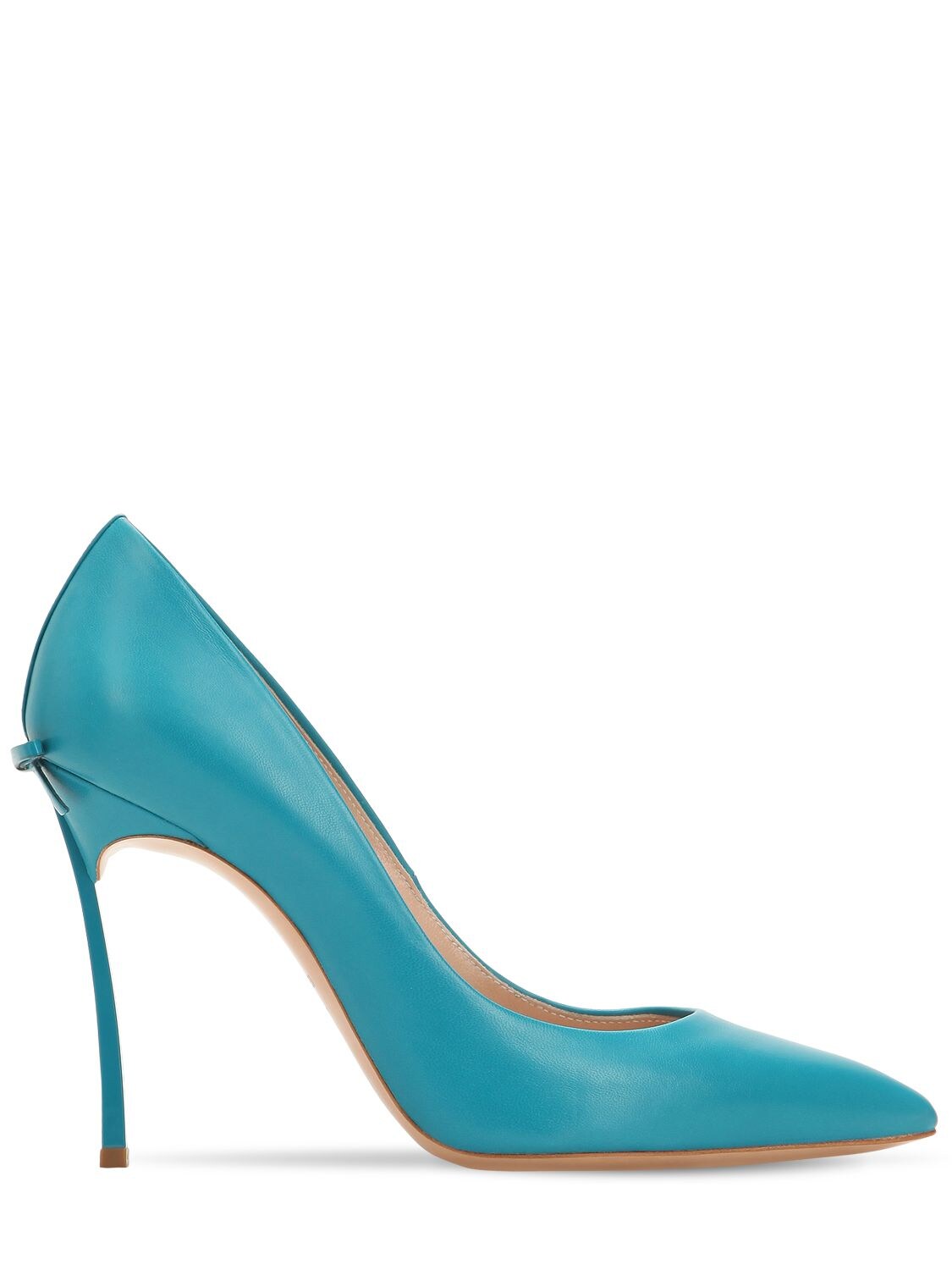 Casadei 100mm Blade Leather Pumps In Petrol