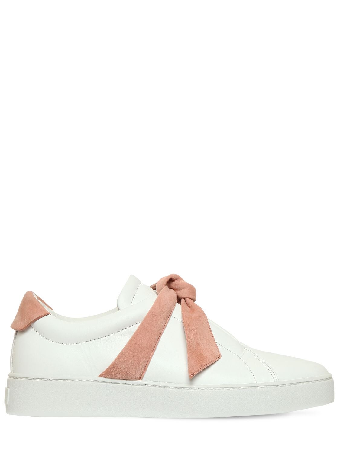 Alexandre Birman 20mm Clarita Leather & Suede Sneakers In White,pink