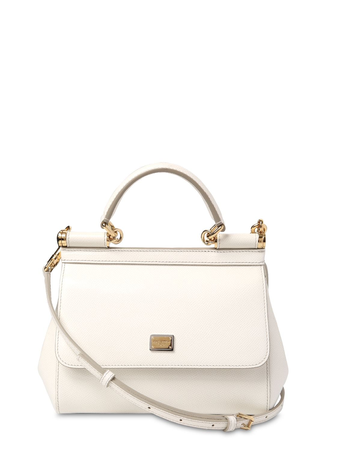 Dolce & Gabbana Small Sicily Dauphine Leather Bag In White