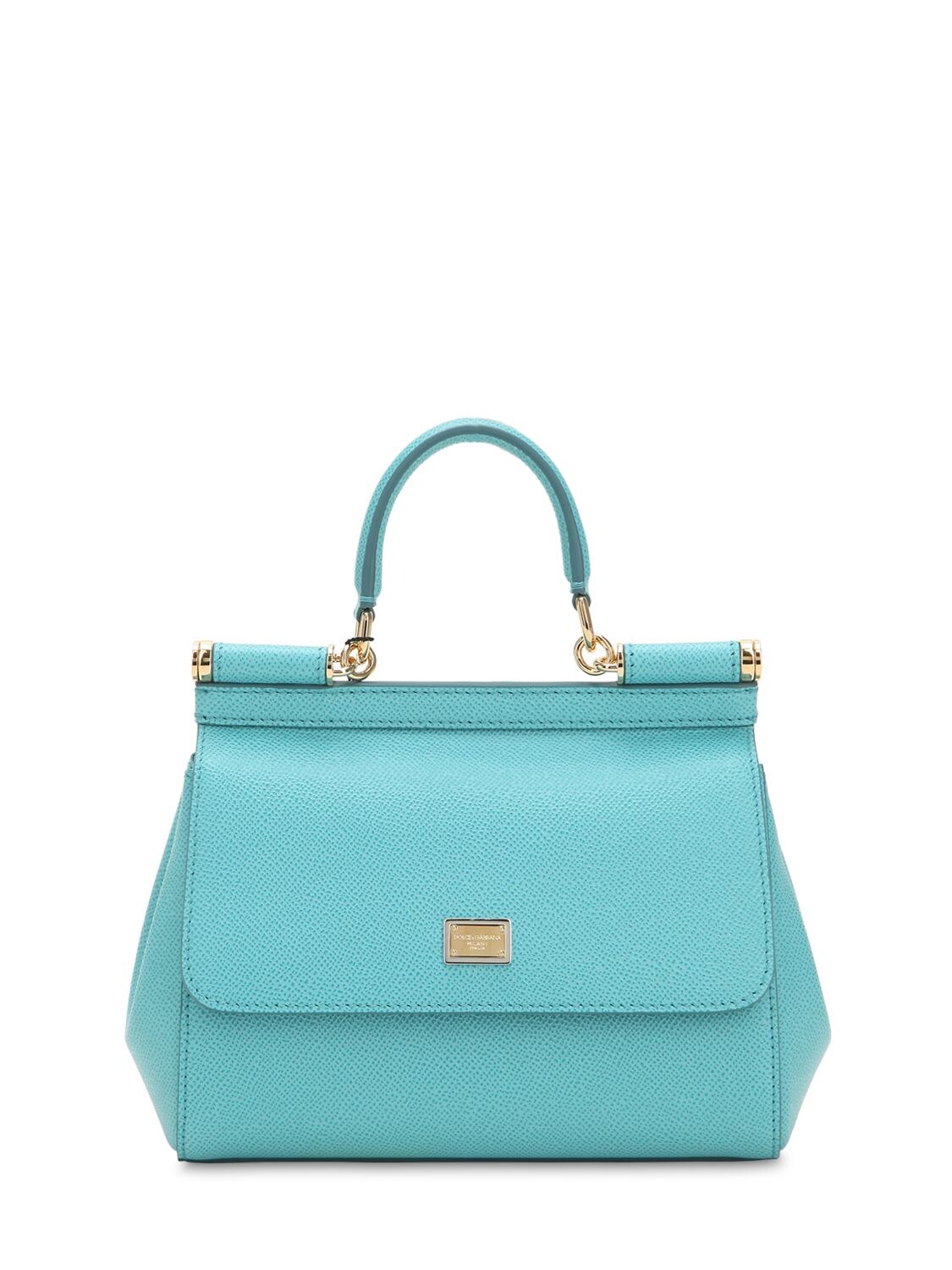 Dolce & Gabbana Small Sicily Dauphine Leather Bag In Light Blue