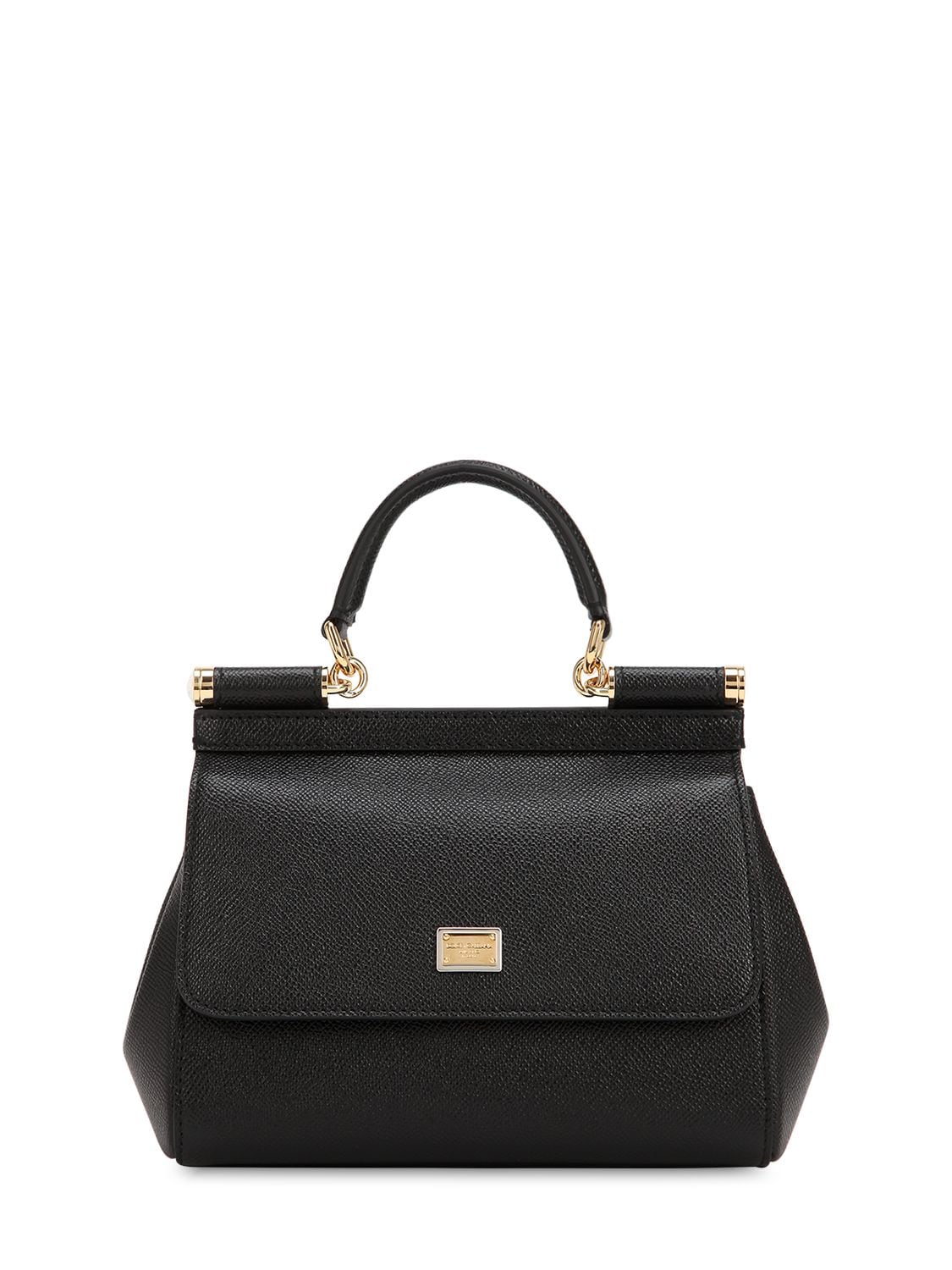 Dolce & Gabbana Small Sicily Dauphine Leather Bag In Black