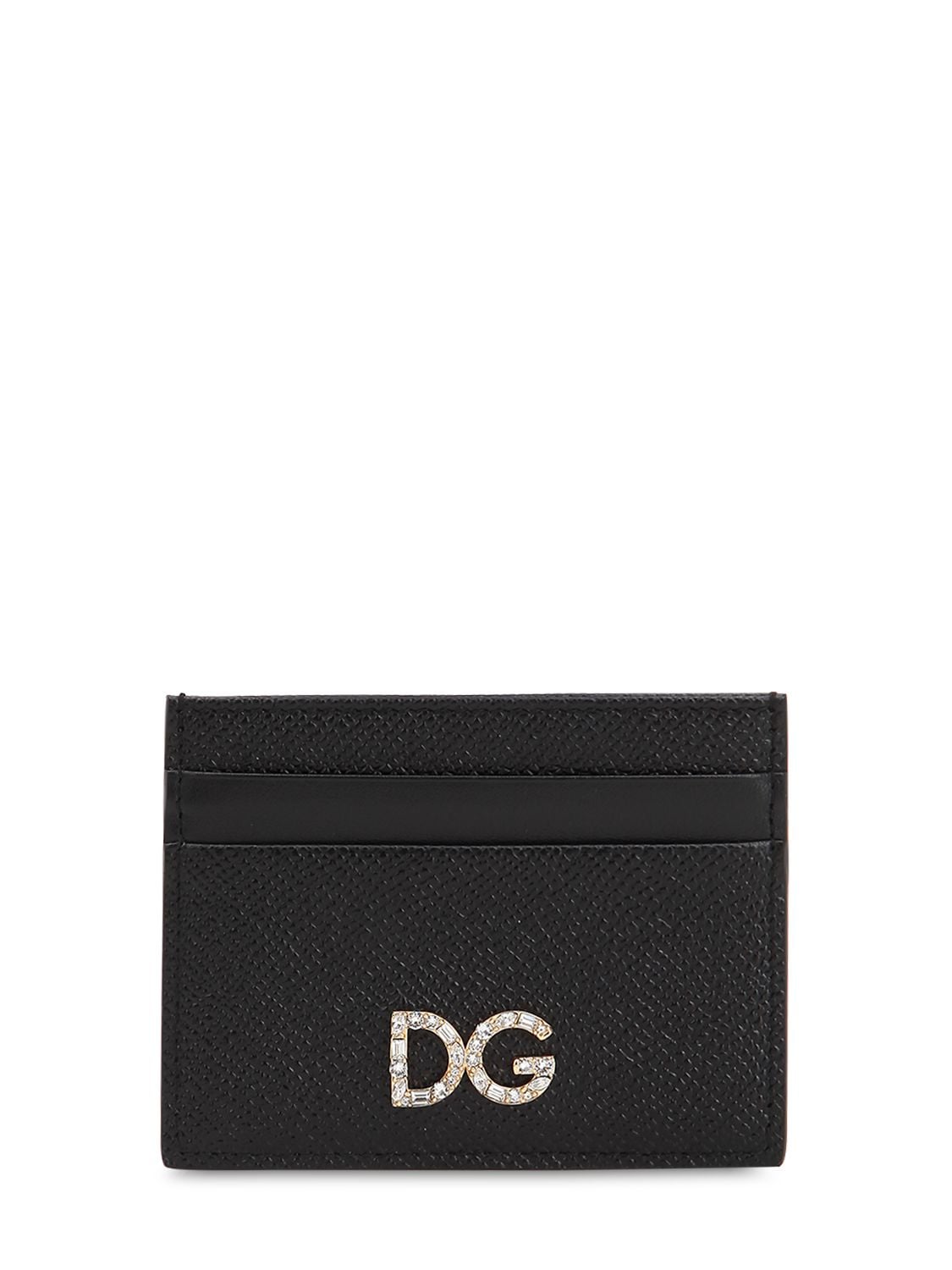 Dolce & Gabbana Dauphine Leather Card Holder In Black