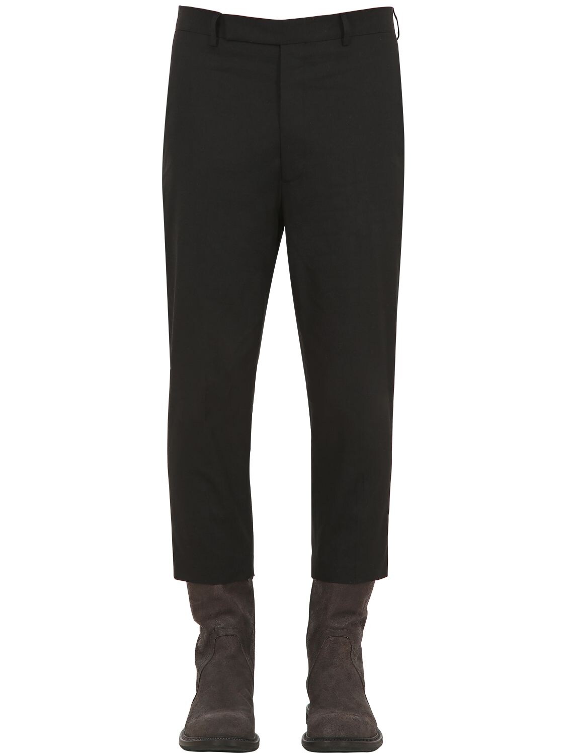 Rick Owens Ripstop Cotton Cropped Pants In Black