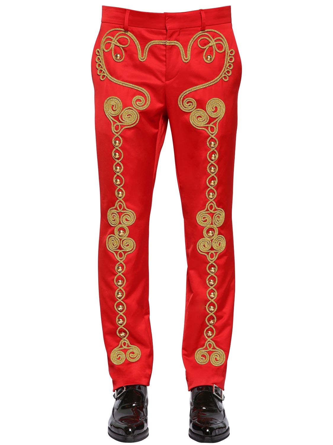 Moschino Circus Inspired Embellished Pants In Red