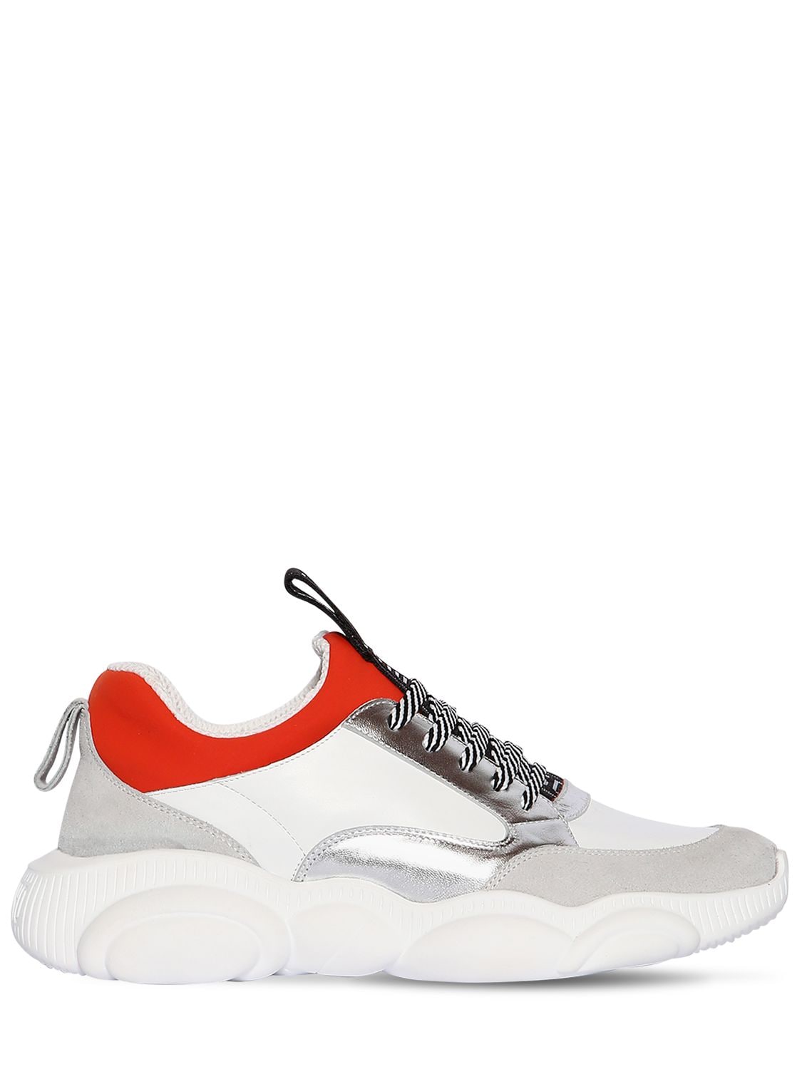 Moschino Leather & Neoprene Sneakers In White
